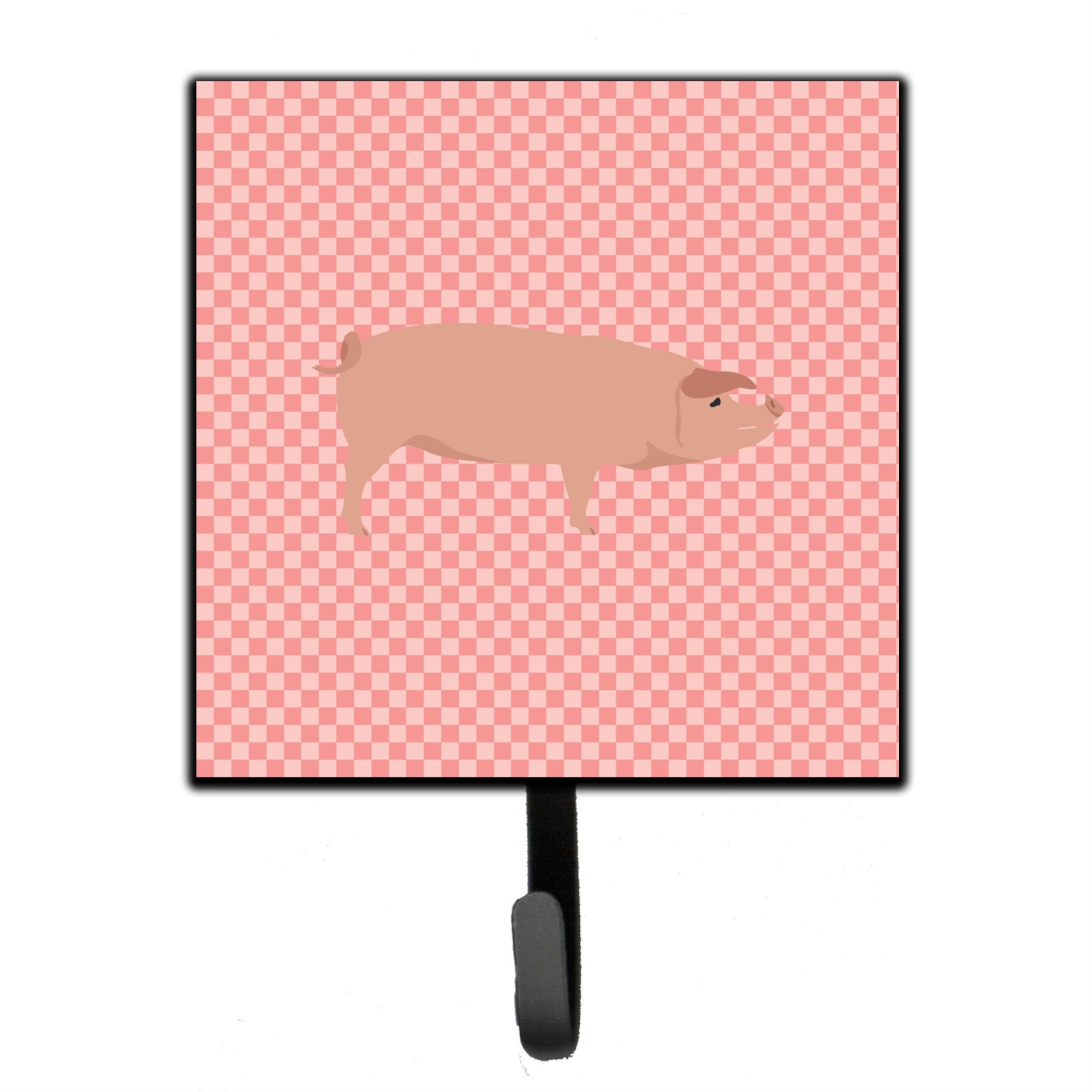 Caroline'S Treasures American Landrace Pig Pink Check Wall Hook, Small, Multicolor