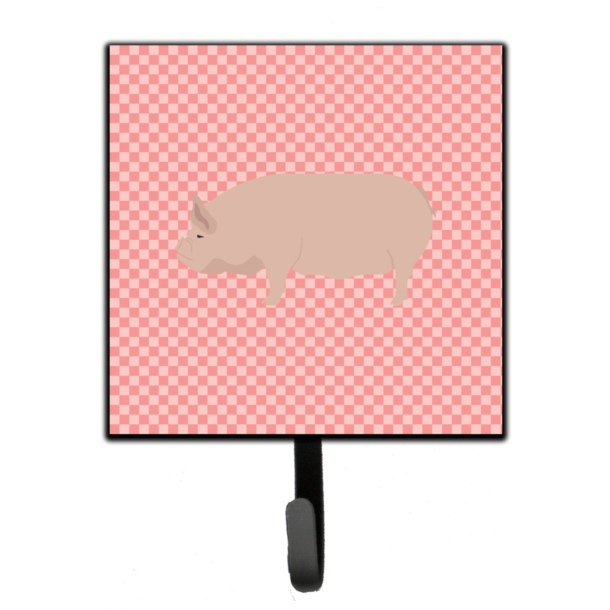 Caroline'S Treasures Welsh Pig Pink Check Wall Hook, Small, Multicolor
