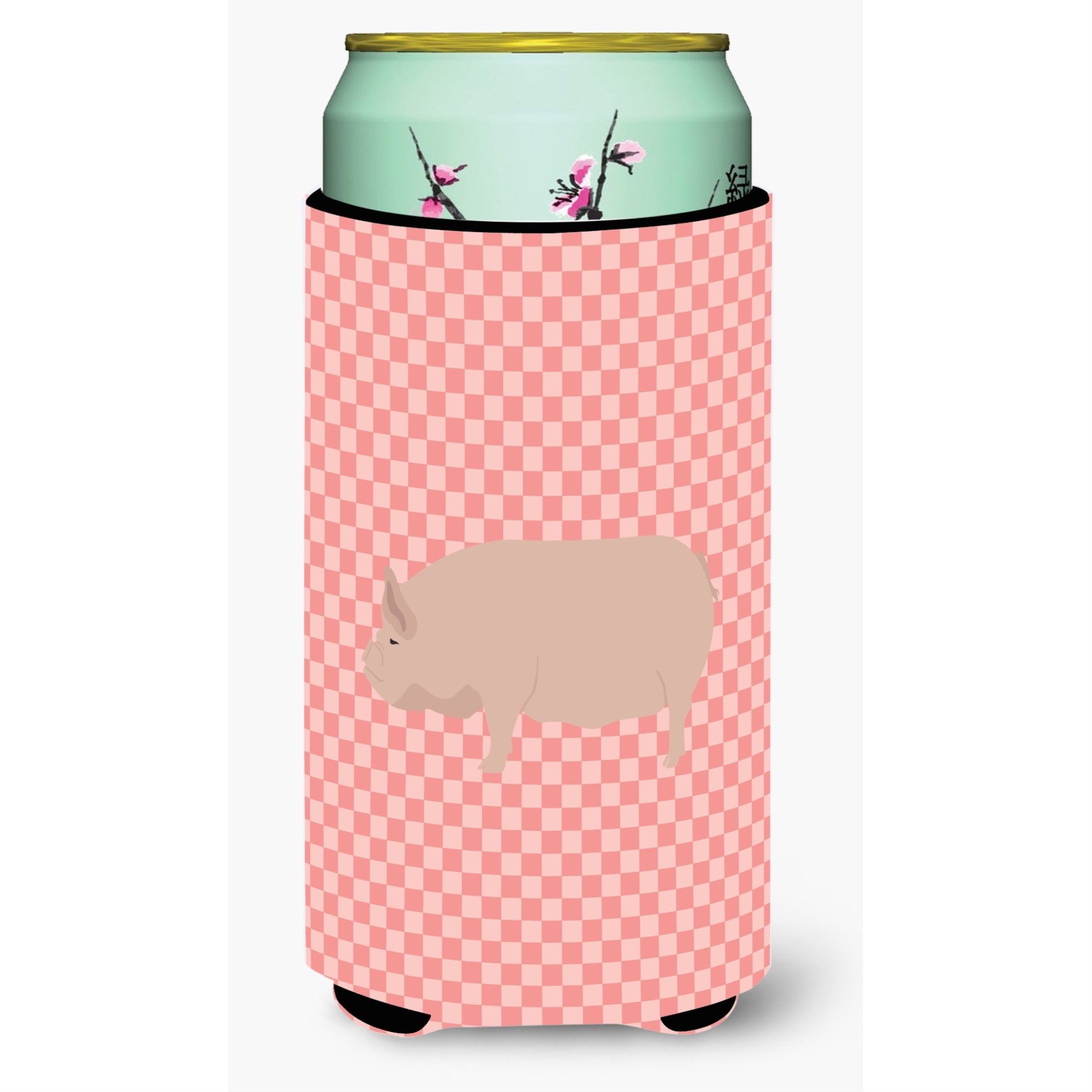 Caroline'S Treasures Welsh Pig Pink Check Decorative Can Hugger, Tall Boy, Multicolor