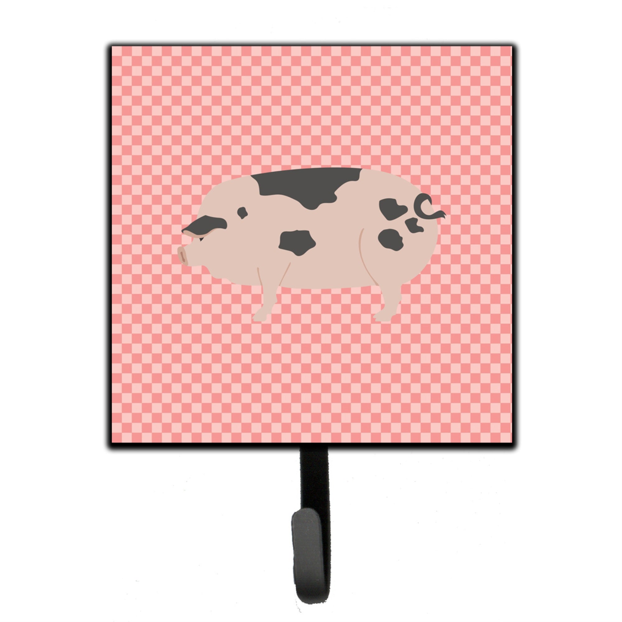 Caroline'S Treasures Gloucester Old Spot Pig Pink Check Wall Hook, Small, Multicolor