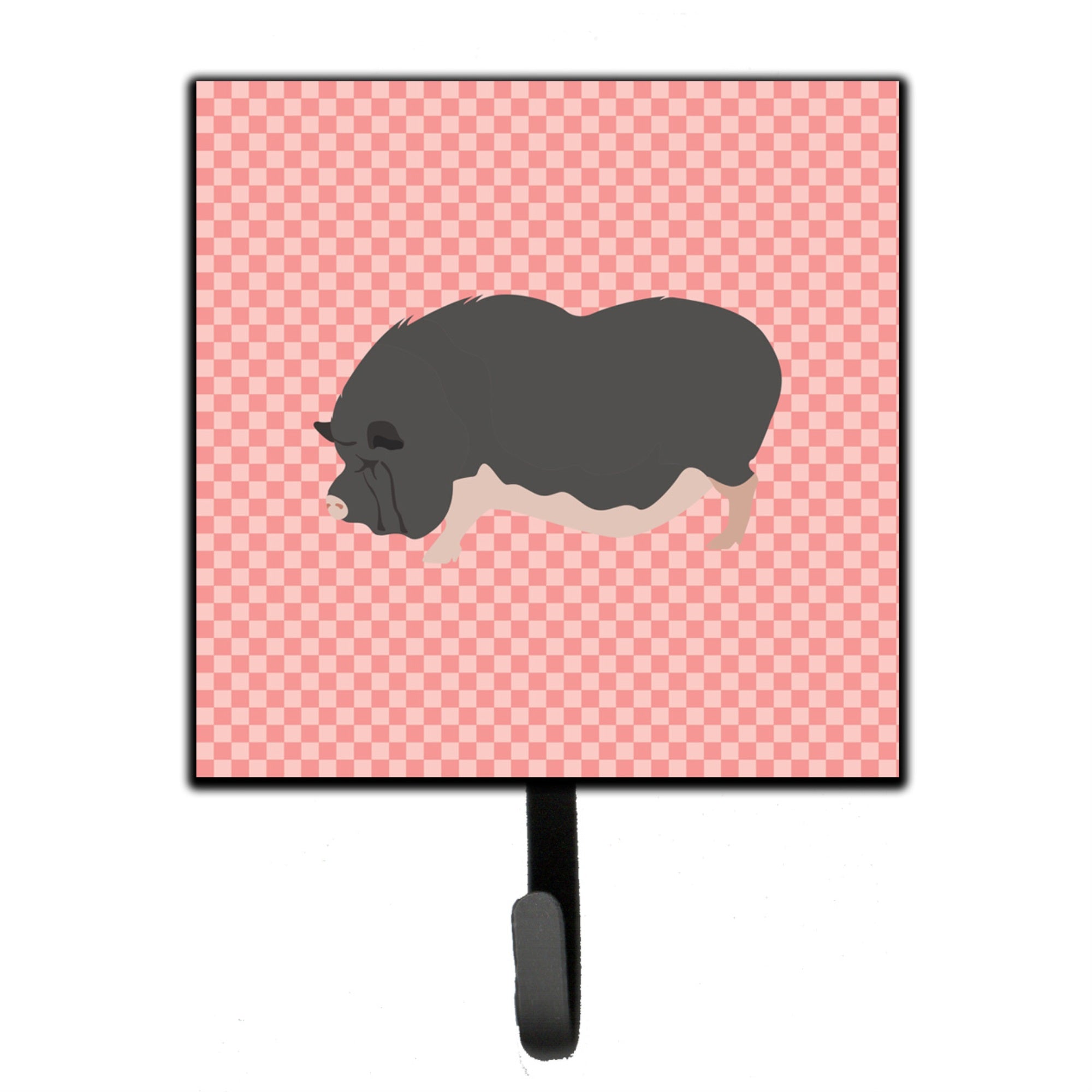Caroline'S Treasures Vietnamese Pot-Bellied Pig Pink Check Wall Hook, Small, Multicolor