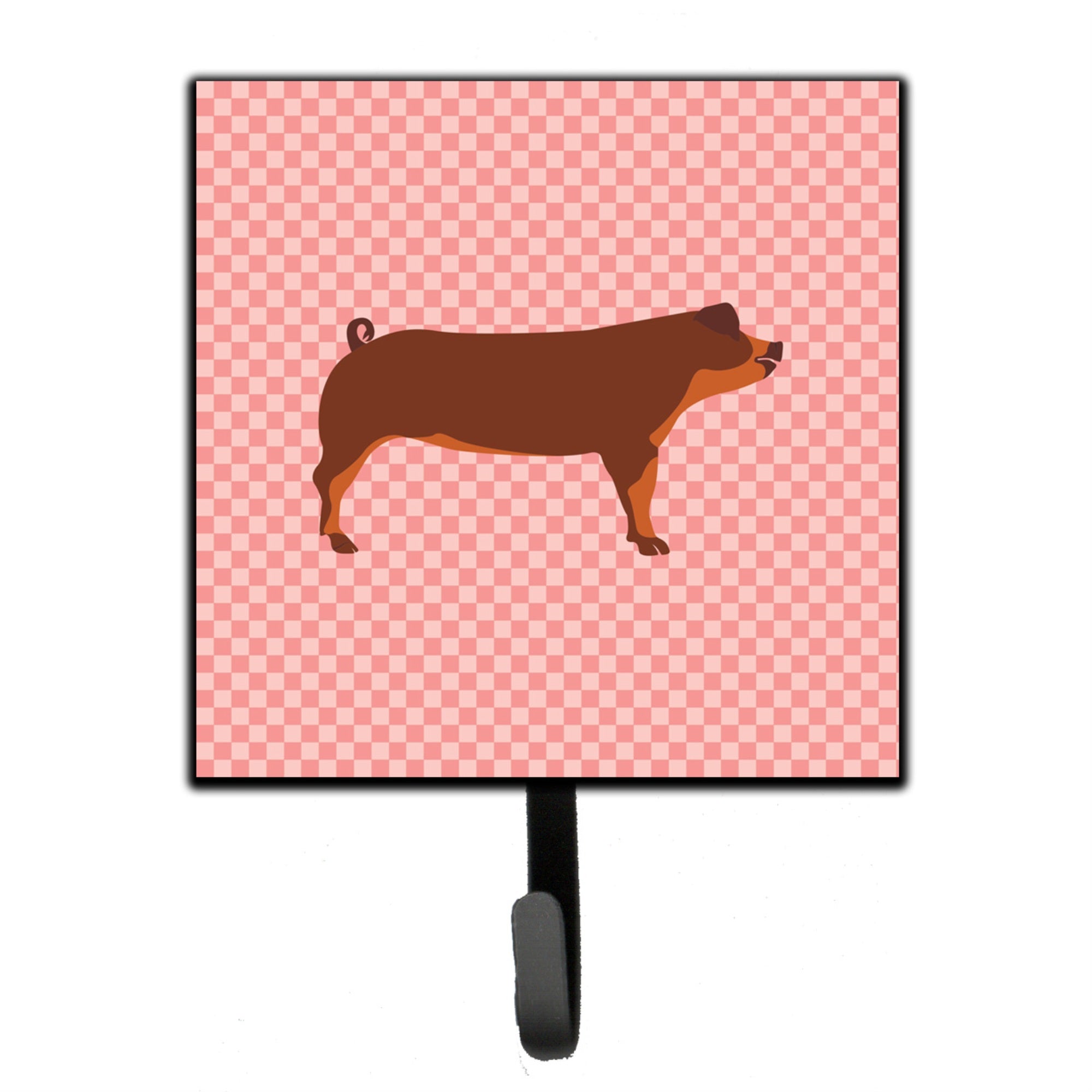 Caroline'S Treasures Duroc Pig Pink Check Wall Hook, Small, Multicolor