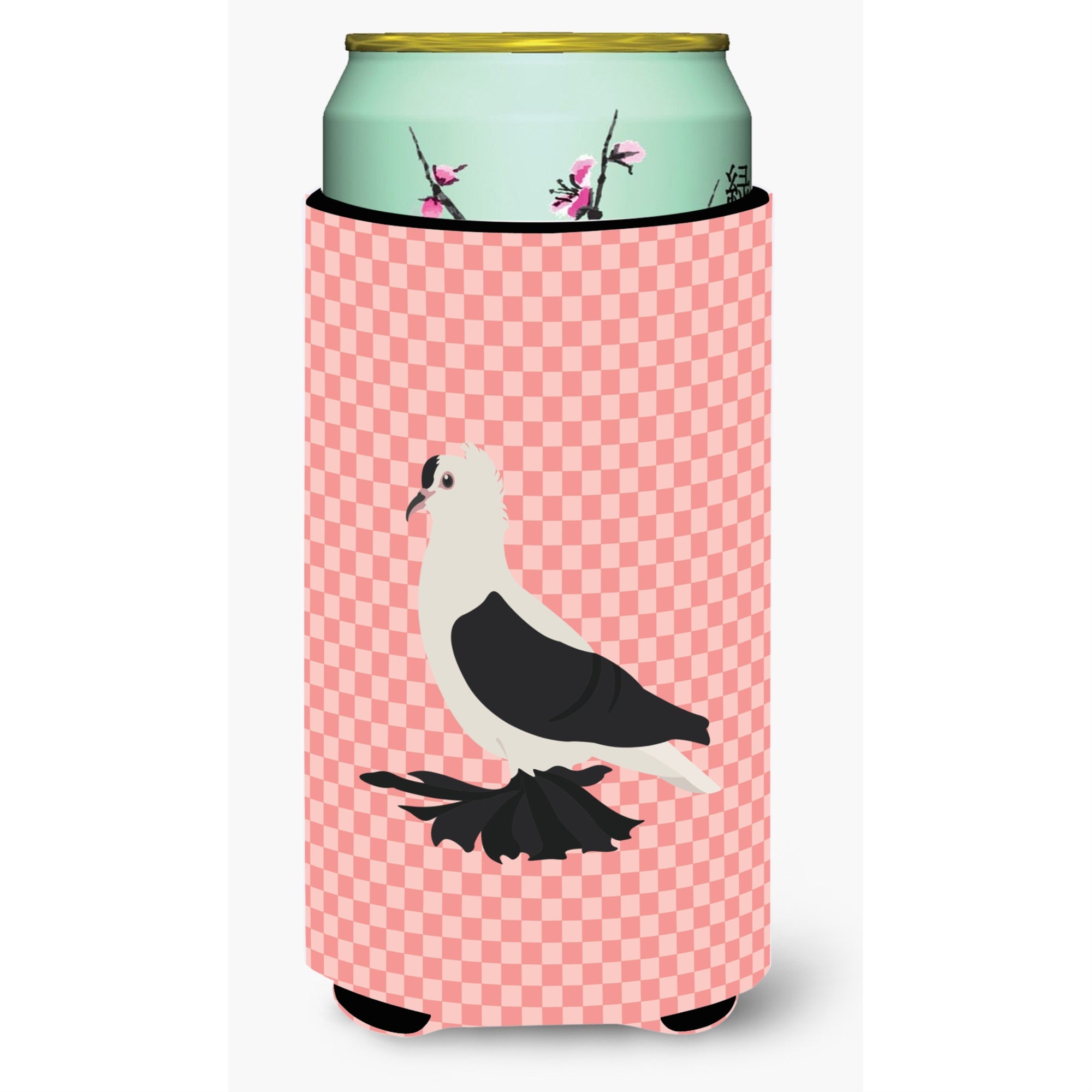 Caroline'S Treasures Saxon Fairy Swallow Pigeon Pink Check Decorative Can Hugger, Tall Boy, Multicolor