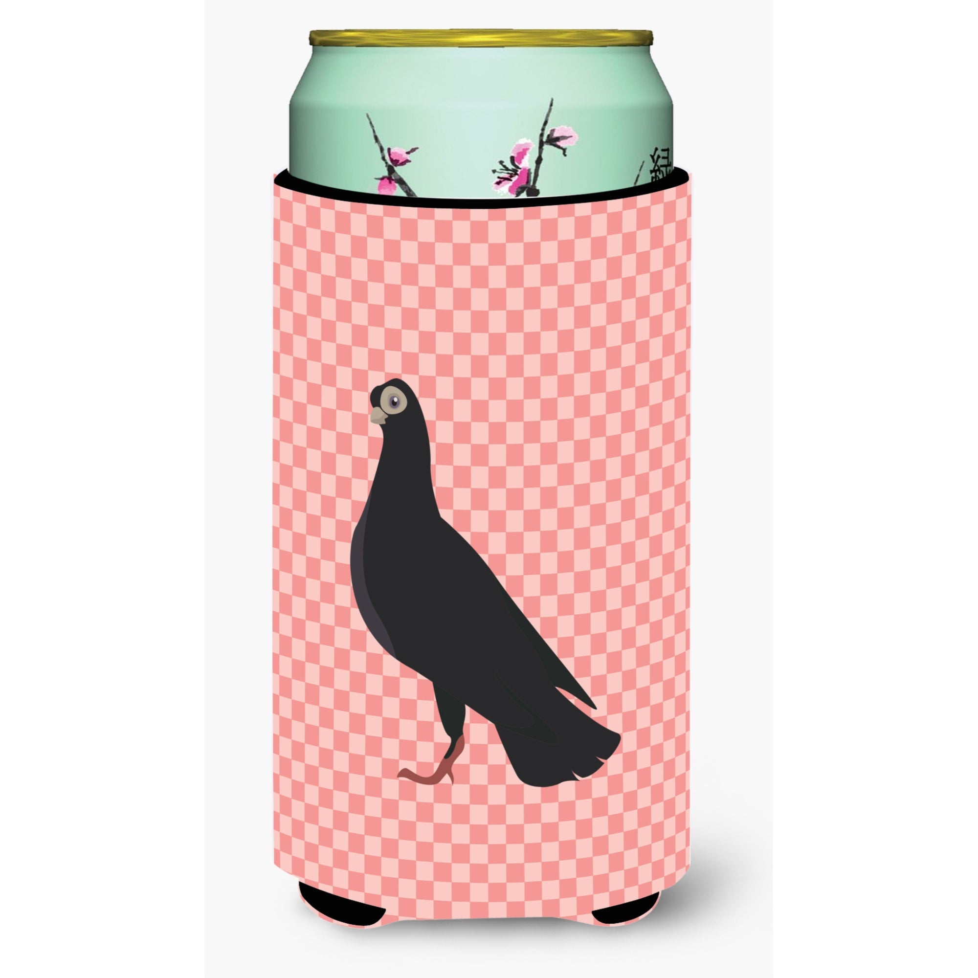 Caroline'S Treasures Budapest Highflyer Pigeon Pink Check Decorative Can Hugger, Tall Boy, Multicolor