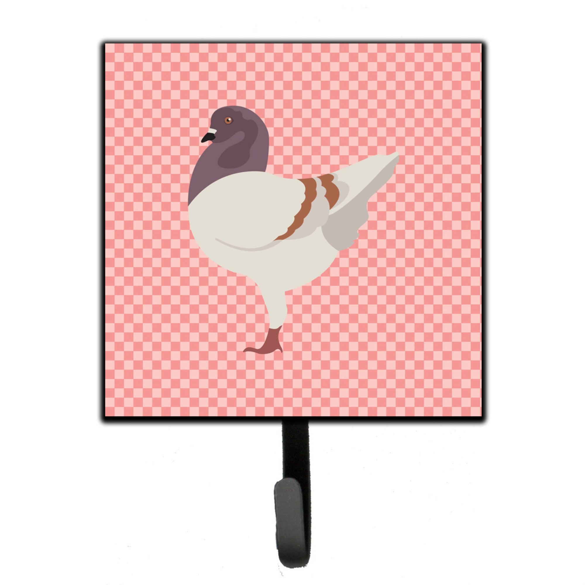 Caroline'S Treasures German Modena Pigeon Pink Check Wall Hook, Small, Multicolor