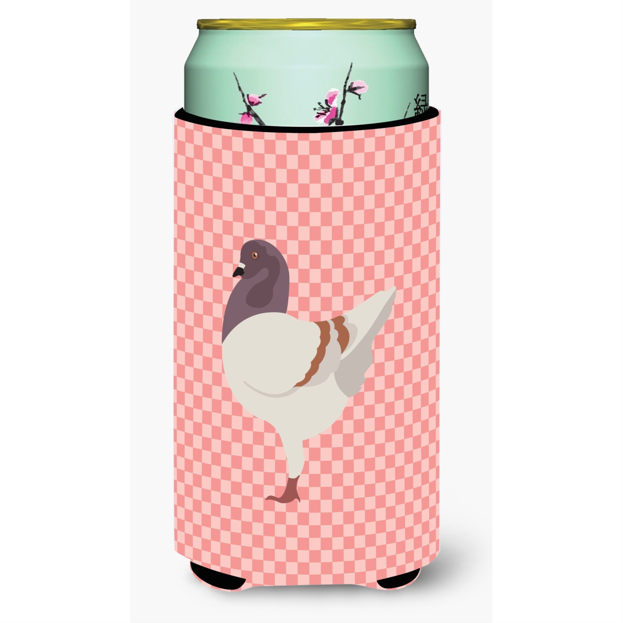 Caroline'S Treasures German Modena Pigeon Pink Check Decorative Can Hugger, Tall Boy, Multicolor