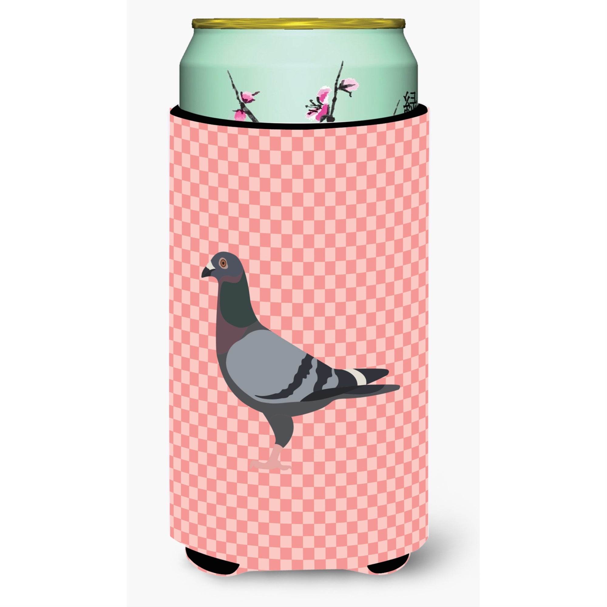Caroline'S Treasures Racing Pigeon Pink Check Decorative Can Hugger, Tall Boy, Multicolor
