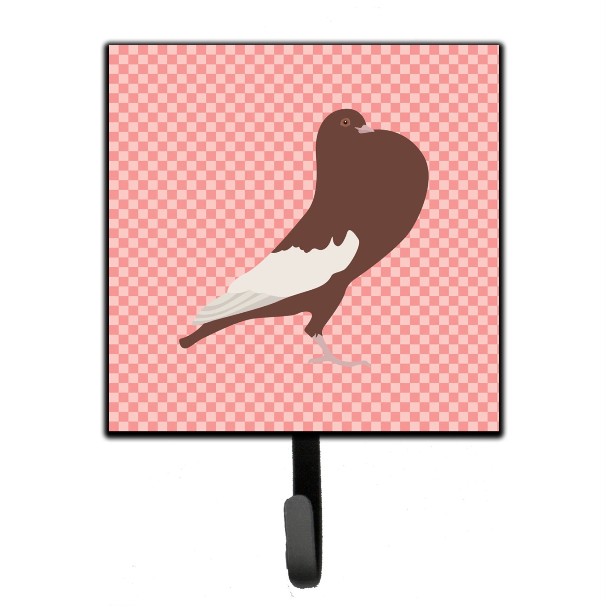 Caroline'S Treasures English Pouter Pigeon Pink Check Wall Hook, Small, Multicolor