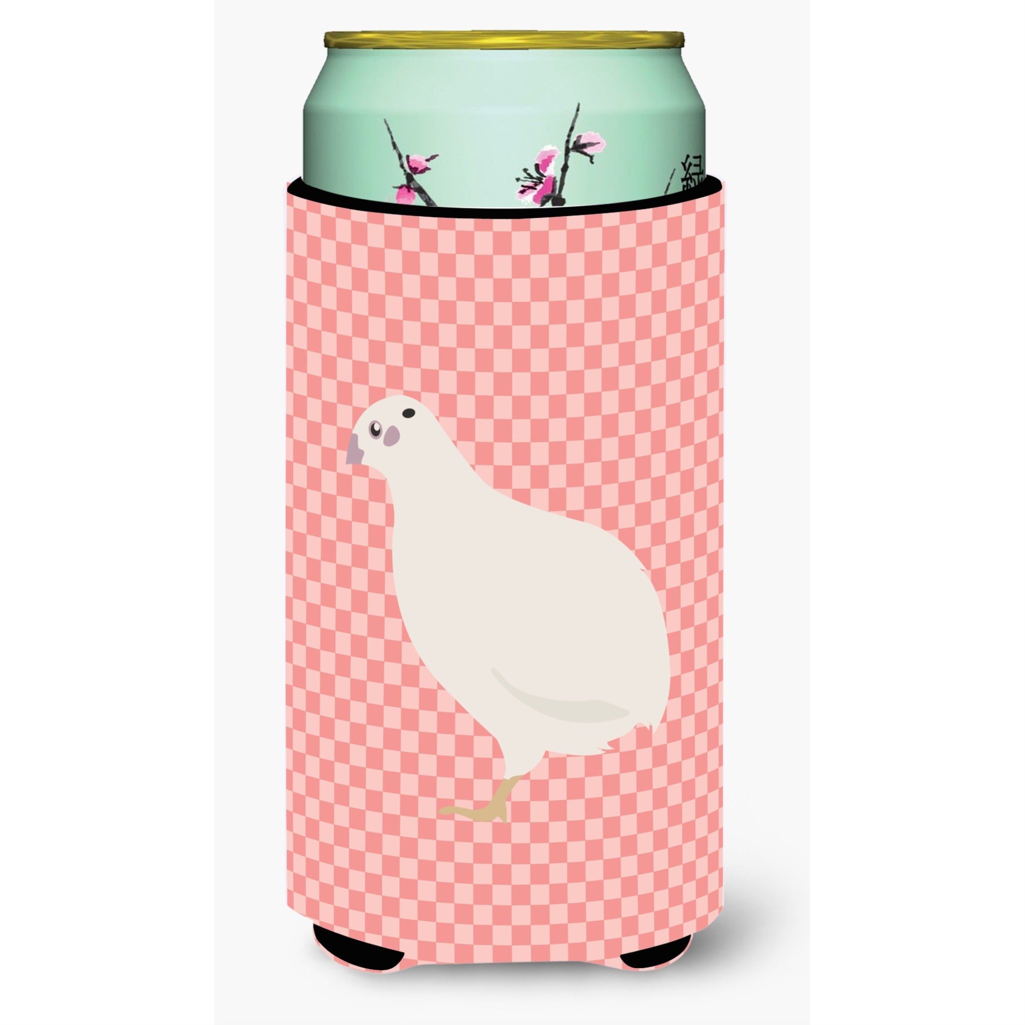 Caroline'S Treasures Texas Quail Pink Check Decorative Can Hugger, Tall Boy, Multicolor