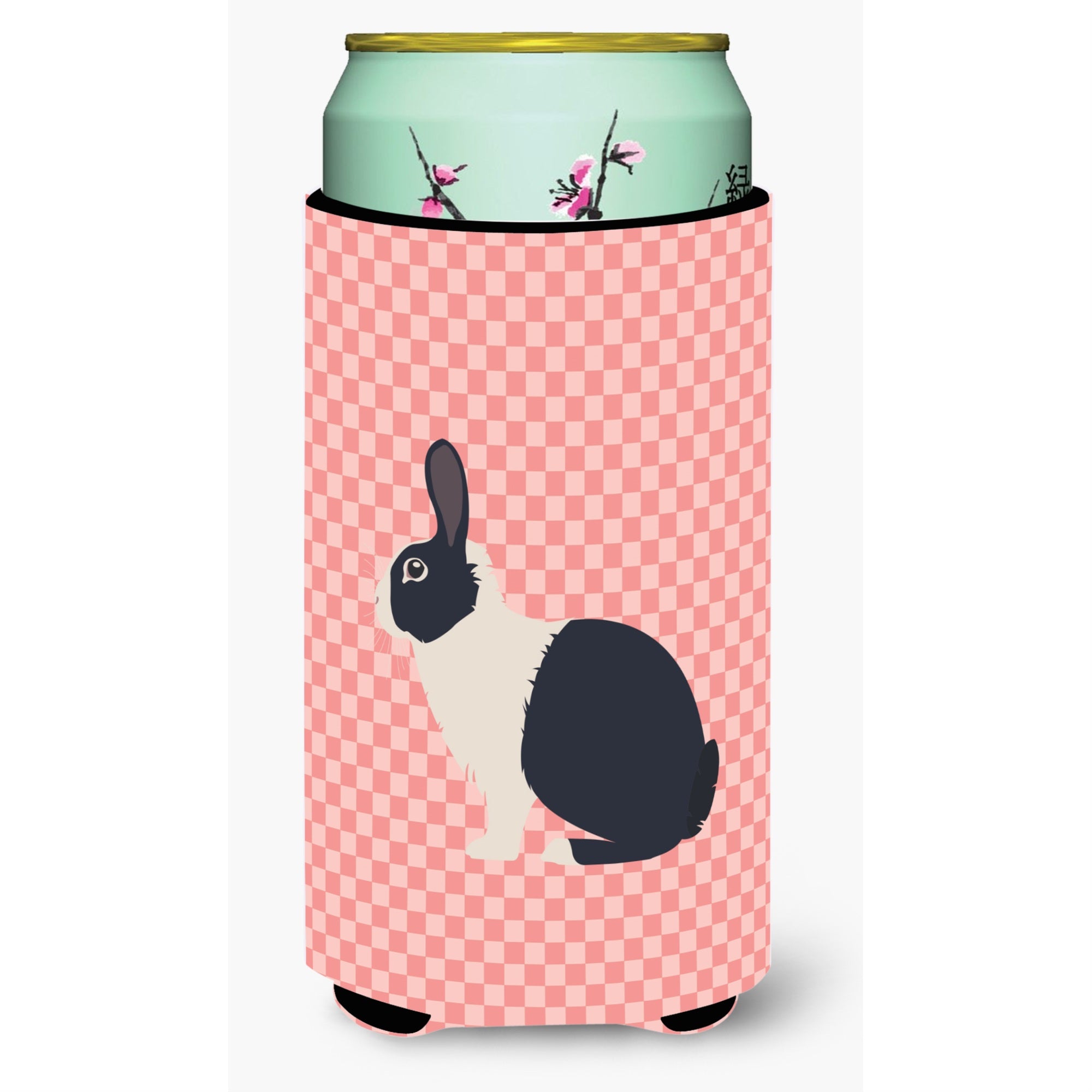 Caroline'S Treasures Dutch Rabbit Pink Check Decorative Can Hugger, Tall Boy, Multicolor