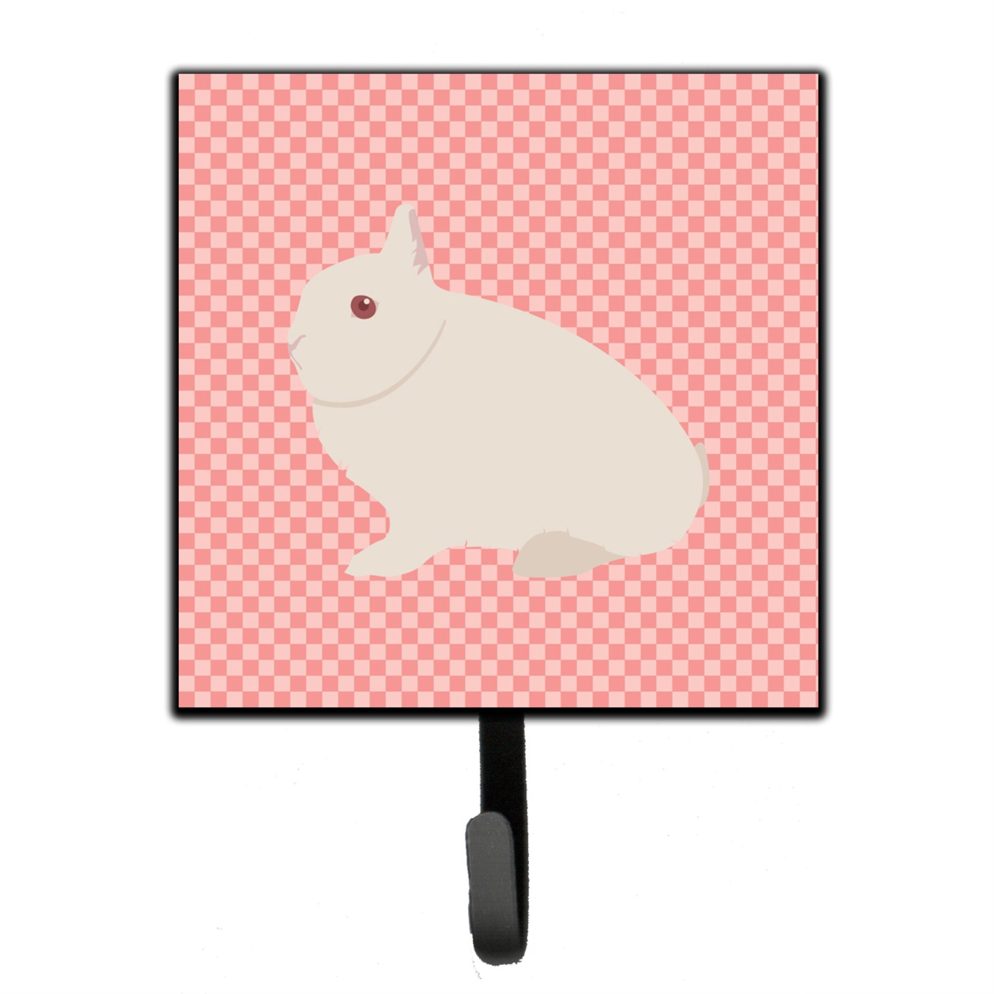 Caroline'S Treasures Hermelin Rabbit Pink Check Wall Hook, Small, Multicolor