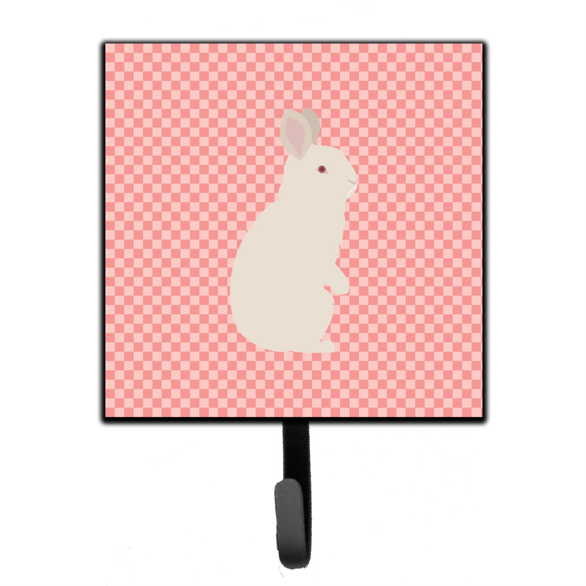 Caroline'S Treasures New Zealand White Rabbit Pink Check Wall Hook, Small, Multicolor