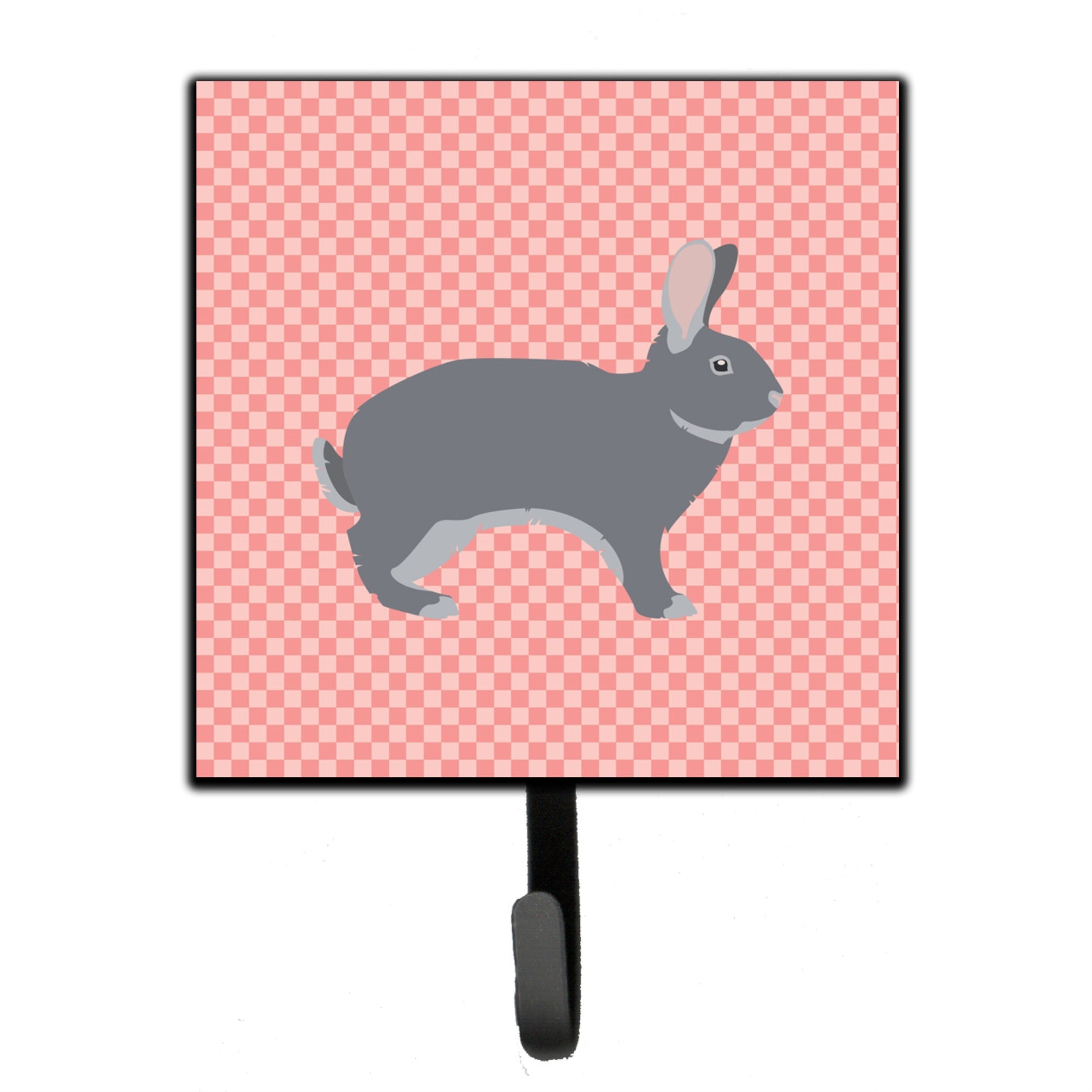 Caroline'S Treasures Giant Chinchilla Rabbit Pink Check Wall Hook, Small, Multicolor