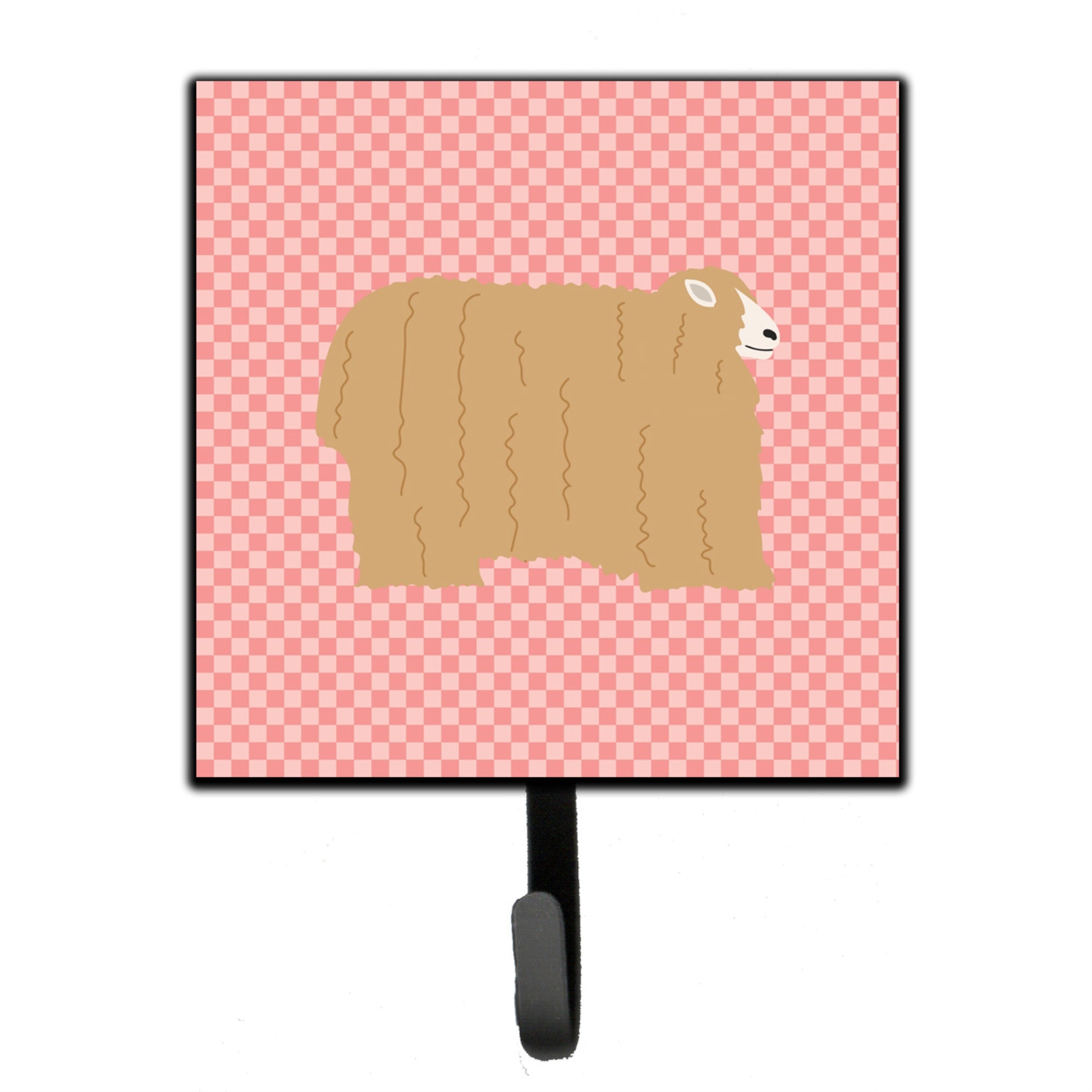 Caroline'S Treasures Lincoln Longwool Sheep Pink Check Wall Hook, Small, Multicolor