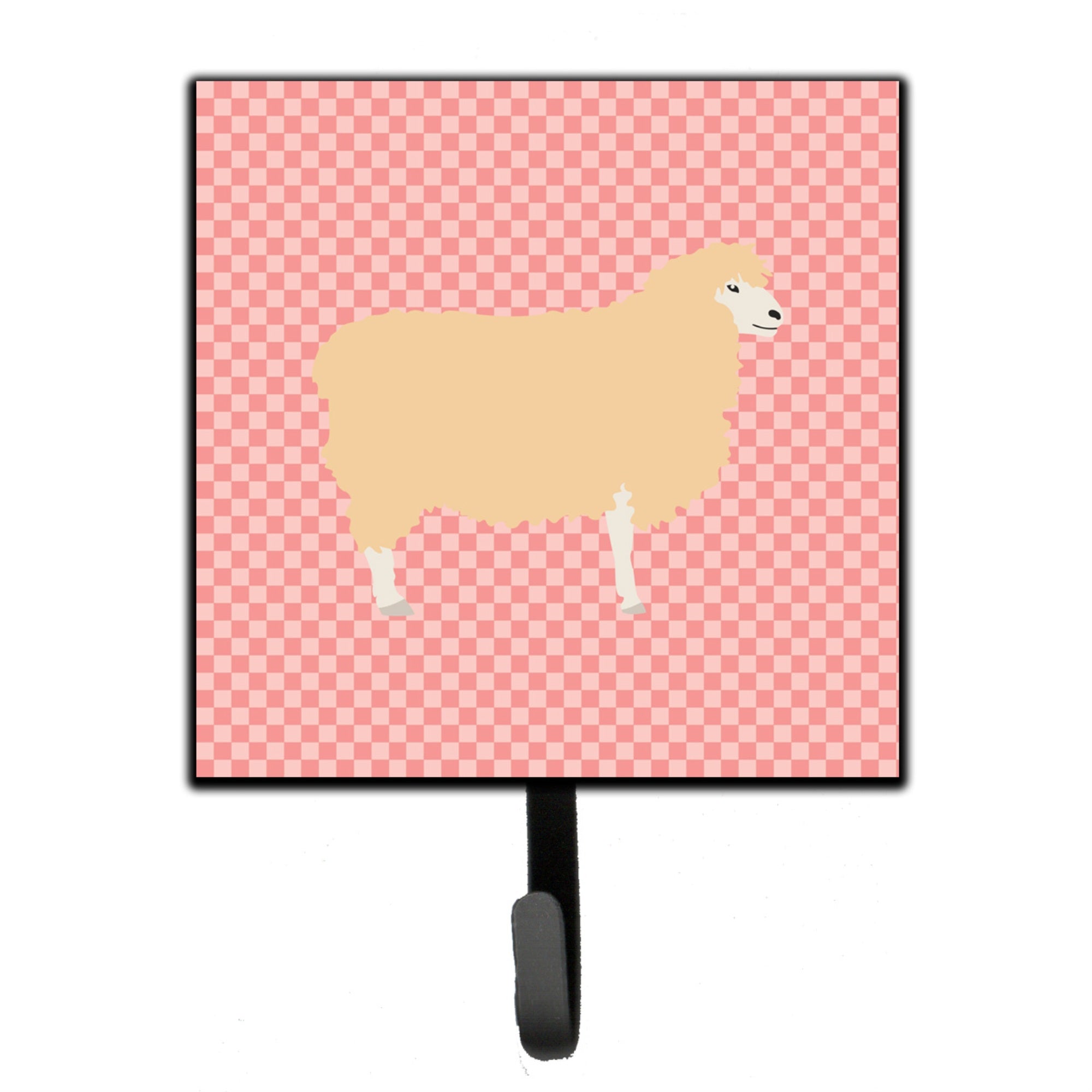 Caroline'S Treasures Pink Check English Leicester Longwool Sheep Wall Hook, Small, Multicolor