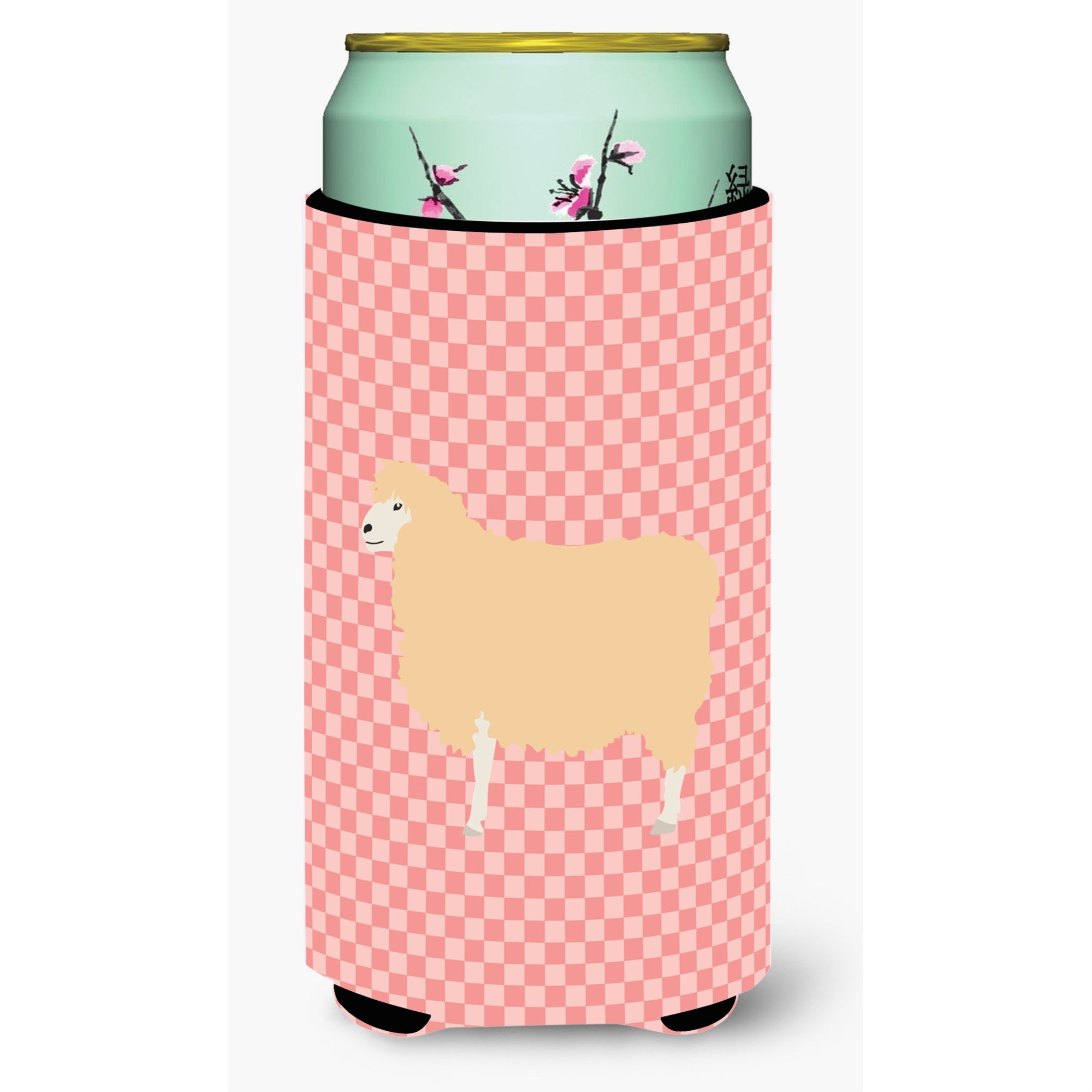 Caroline'S Treasures English Leicester Longwool Sheep Pink Check Decorative Can Hugger, Tall Boy, Multicolor