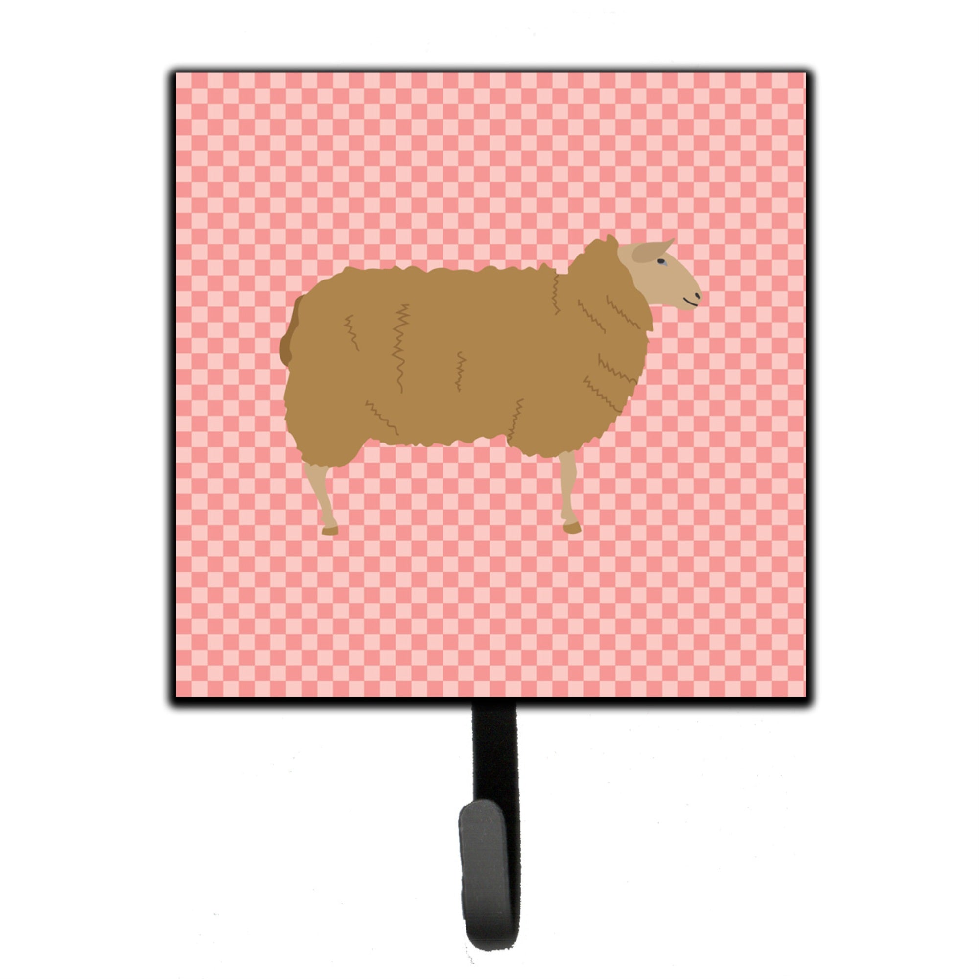 Caroline'S Treasures East Friesian Sheep Pink Check Wall Hook, Small, Multicolor