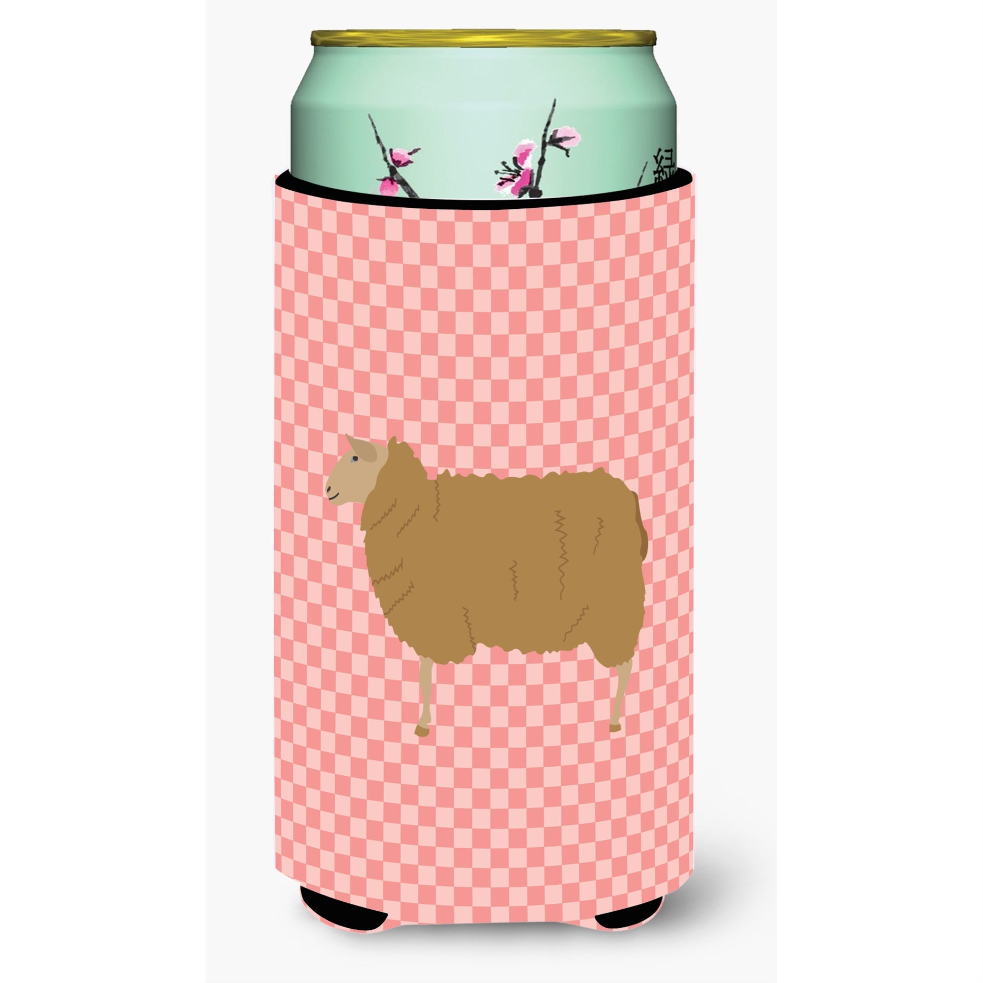 Caroline'S Treasures East Friesian Sheep Pink Check Decorative Can Hugger, Tall Boy, Multicolor