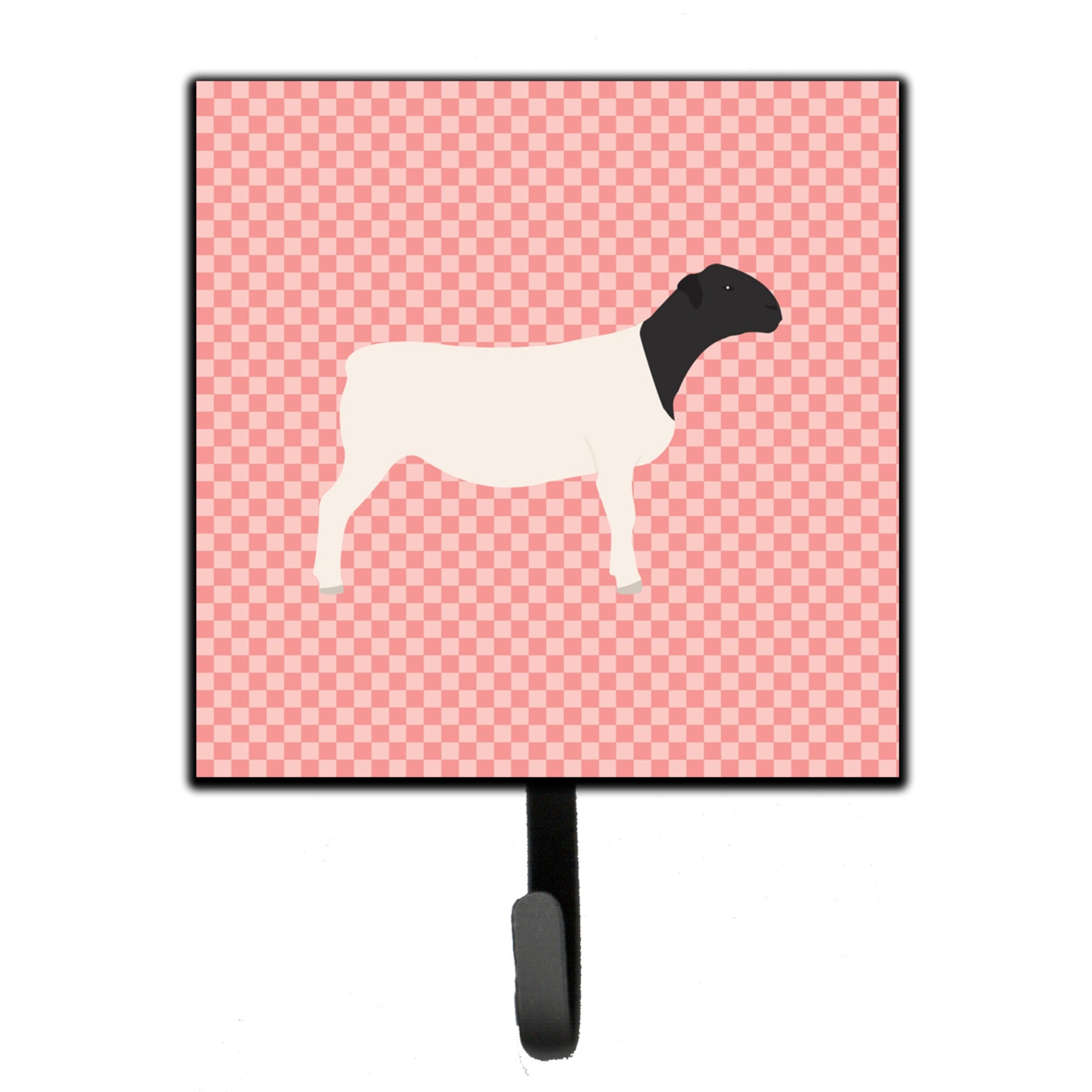 Caroline'S Treasures Dorper Sheep Pink Check Wall Hook, Small, Multicolor