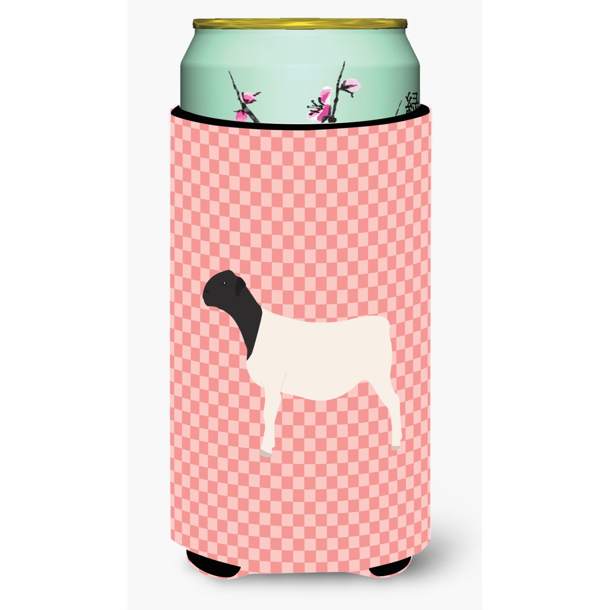 Caroline'S Treasures Dorper Sheep Pink Check Decorative Can Hugger, Tall Boy, Multicolor