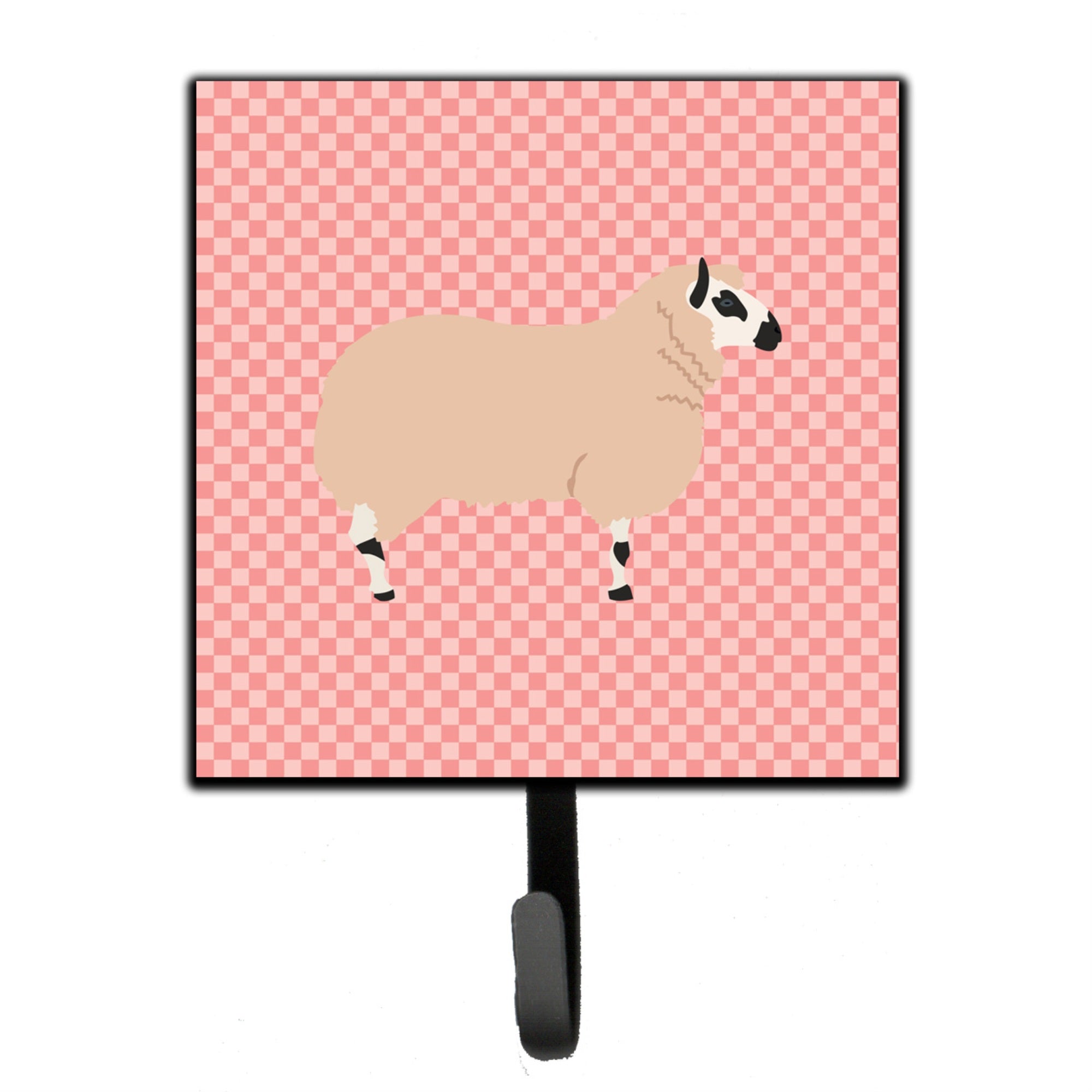 Caroline'S Treasures Kerry Hill Sheep Pink Check Wall Hook, Small, Multicolor