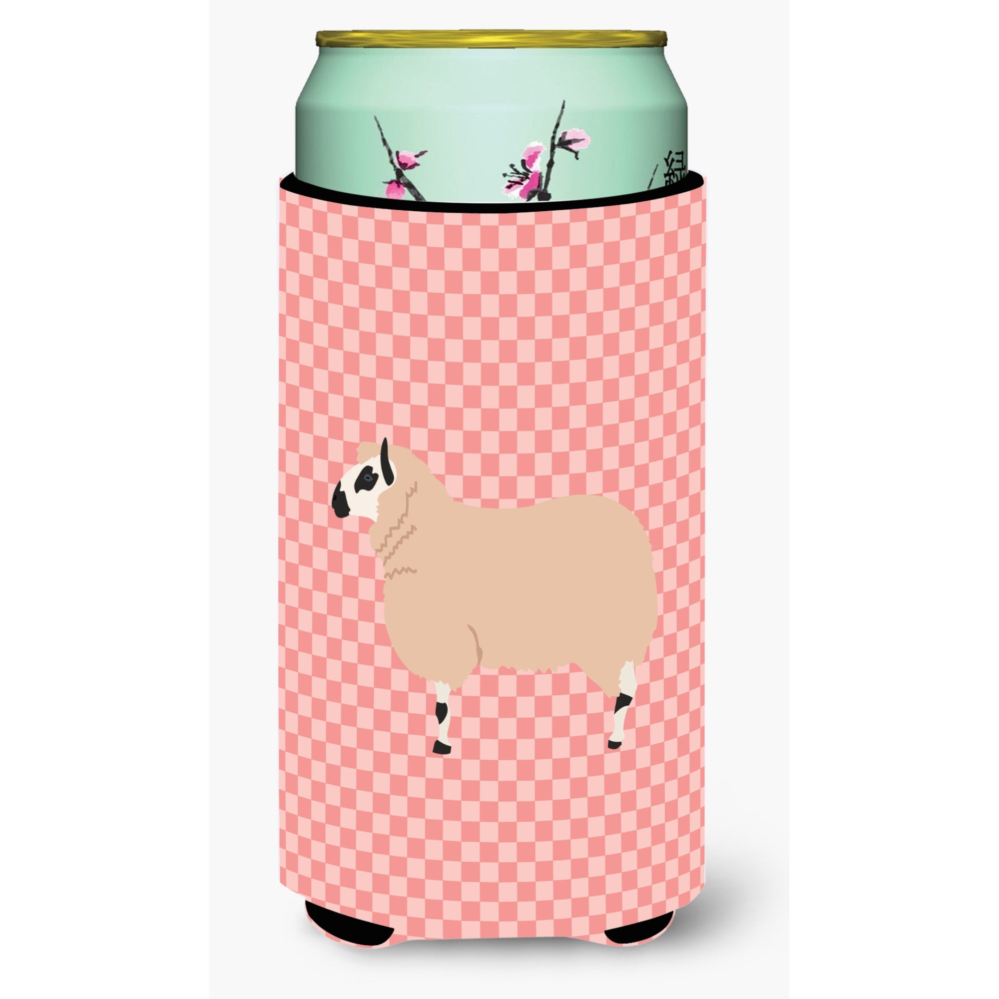 Caroline'S Treasures Kerry Hill Sheep Pink Check Decorative Can Hugger, Tall Boy, Multicolor