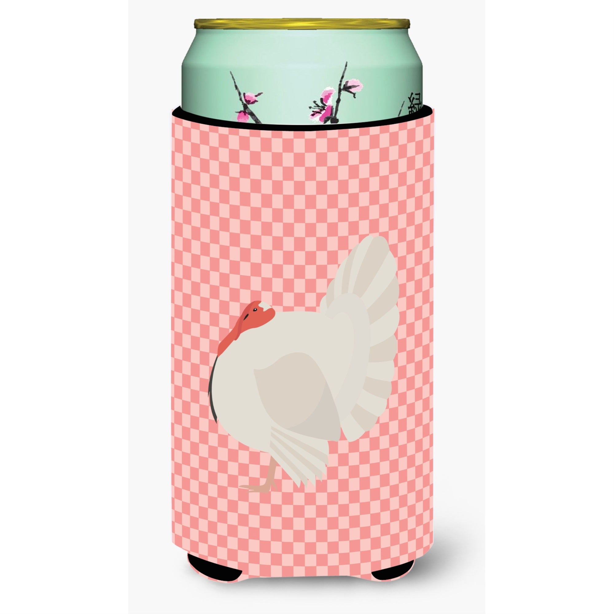 Caroline'S Treasures White Holland Turkey Pink Check Decorative Can Hugger, Tall Boy, Multicolor