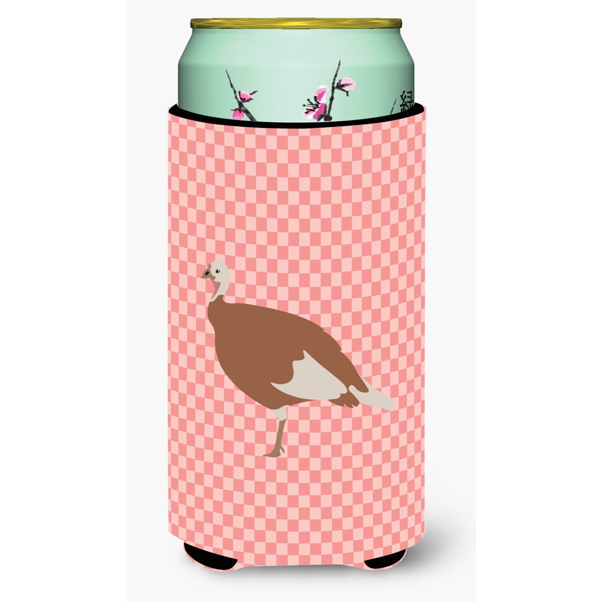 Caroline'S Treasures Jersey Buff Turkey Hen Pink Check Decorative Can Hugger, Tall Boy, Multicolor
