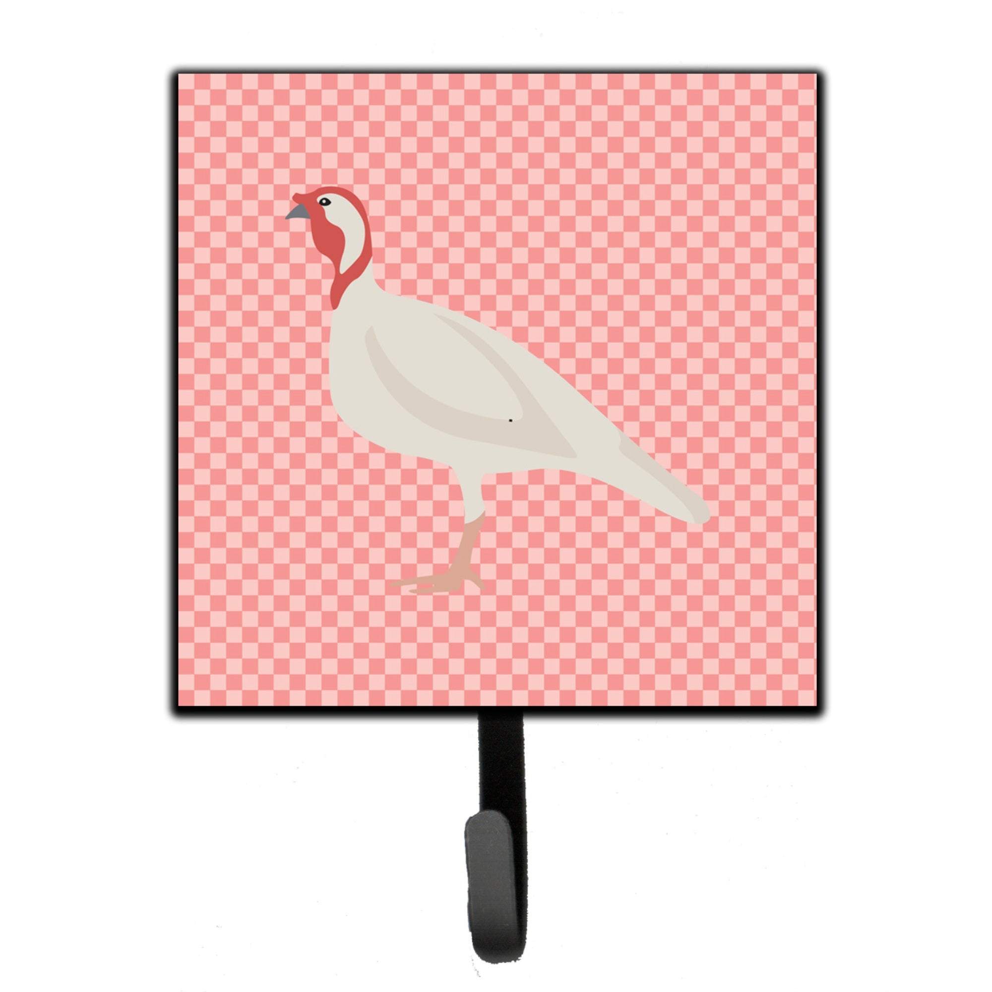 Caroline'S Treasures Pink Check Beltsville Small White Turkey Hen Wall Hook, Multicolor