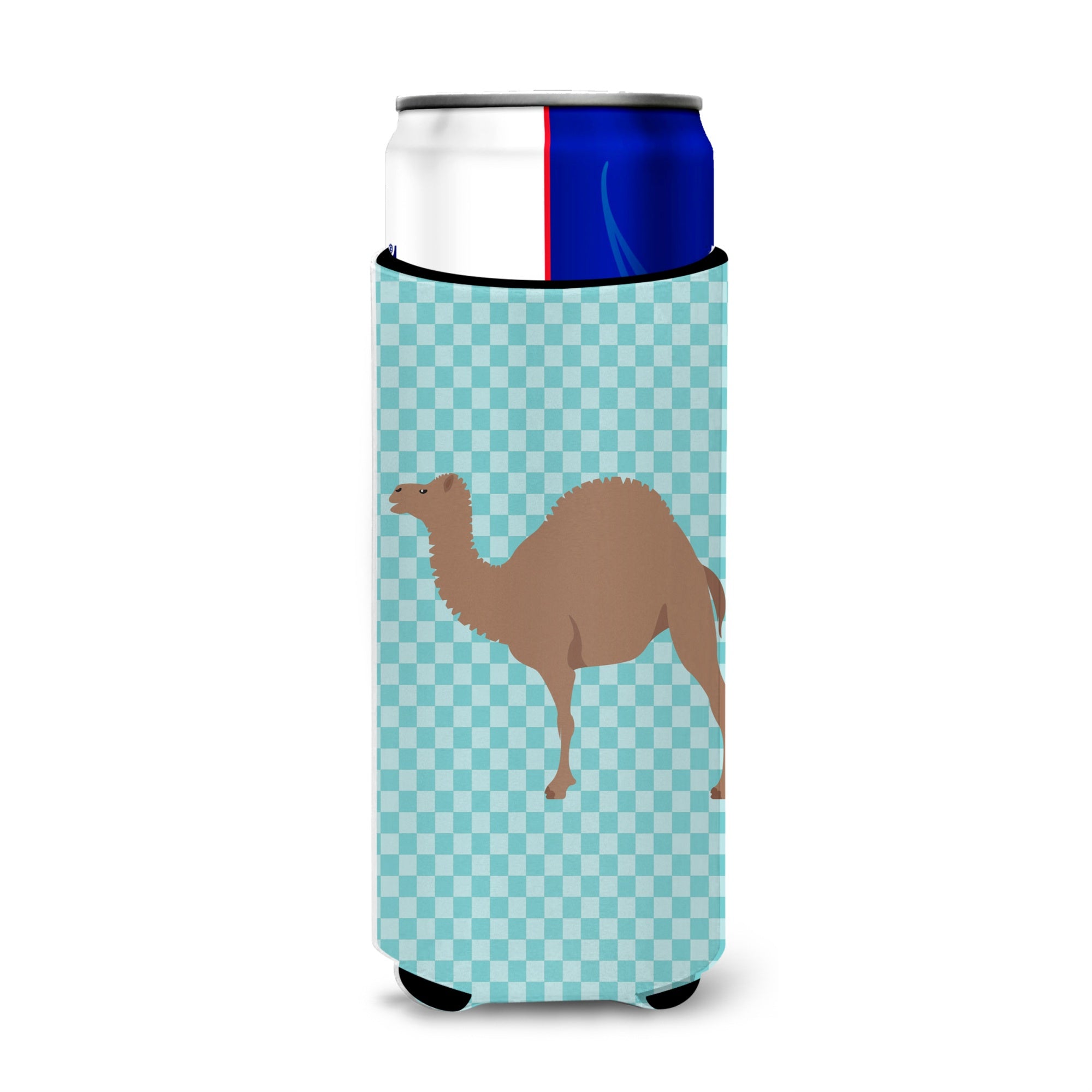 Caroline'S Treasures F1 Hybrid Camel Blue Check Decorative Can Hugger, Slim, Multicolor