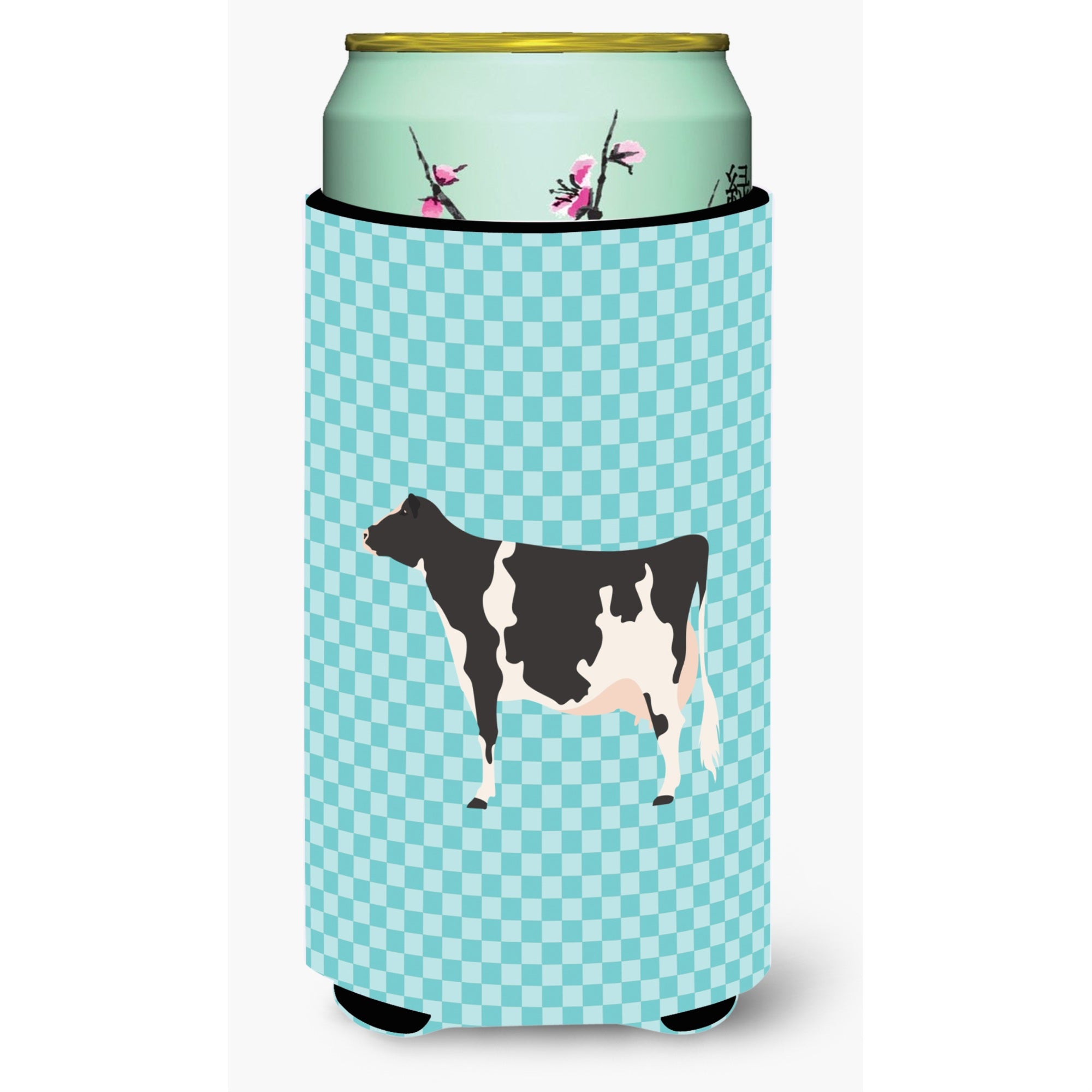 Caroline'S Treasures Holstein Cow Blue Check Decorative Can Hugger, Tall Boy, Multicolor