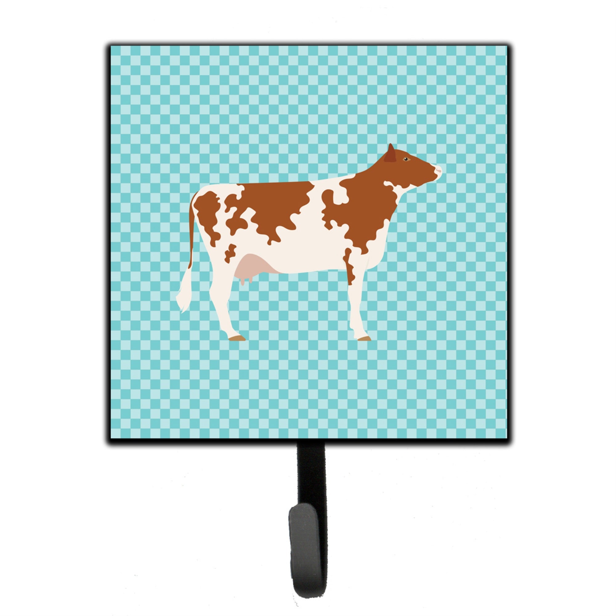 Caroline'S Treasures Ayrshire Cow Blue Check Wall Hook, Small, Multicolor