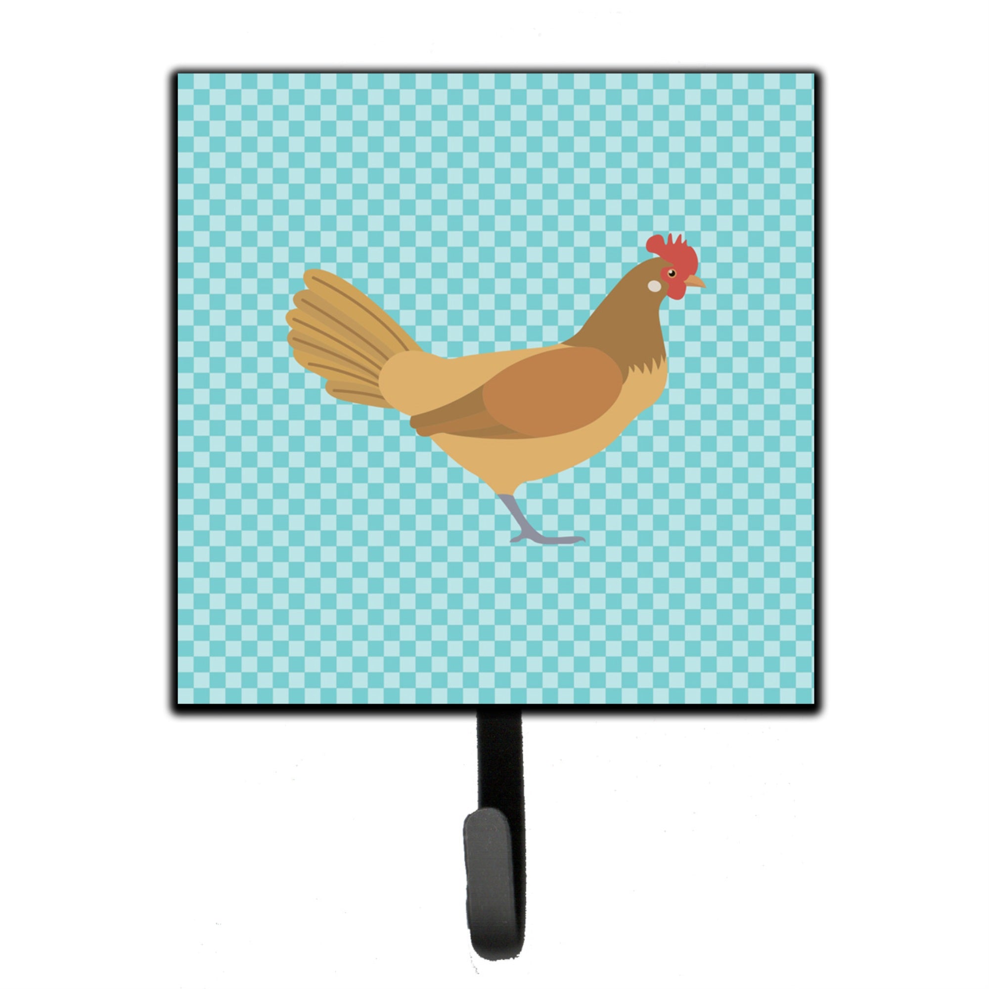 Caroline'S Treasures Frisian Friesian Chicken Blue Check Wall Hook, Small, Multicolor