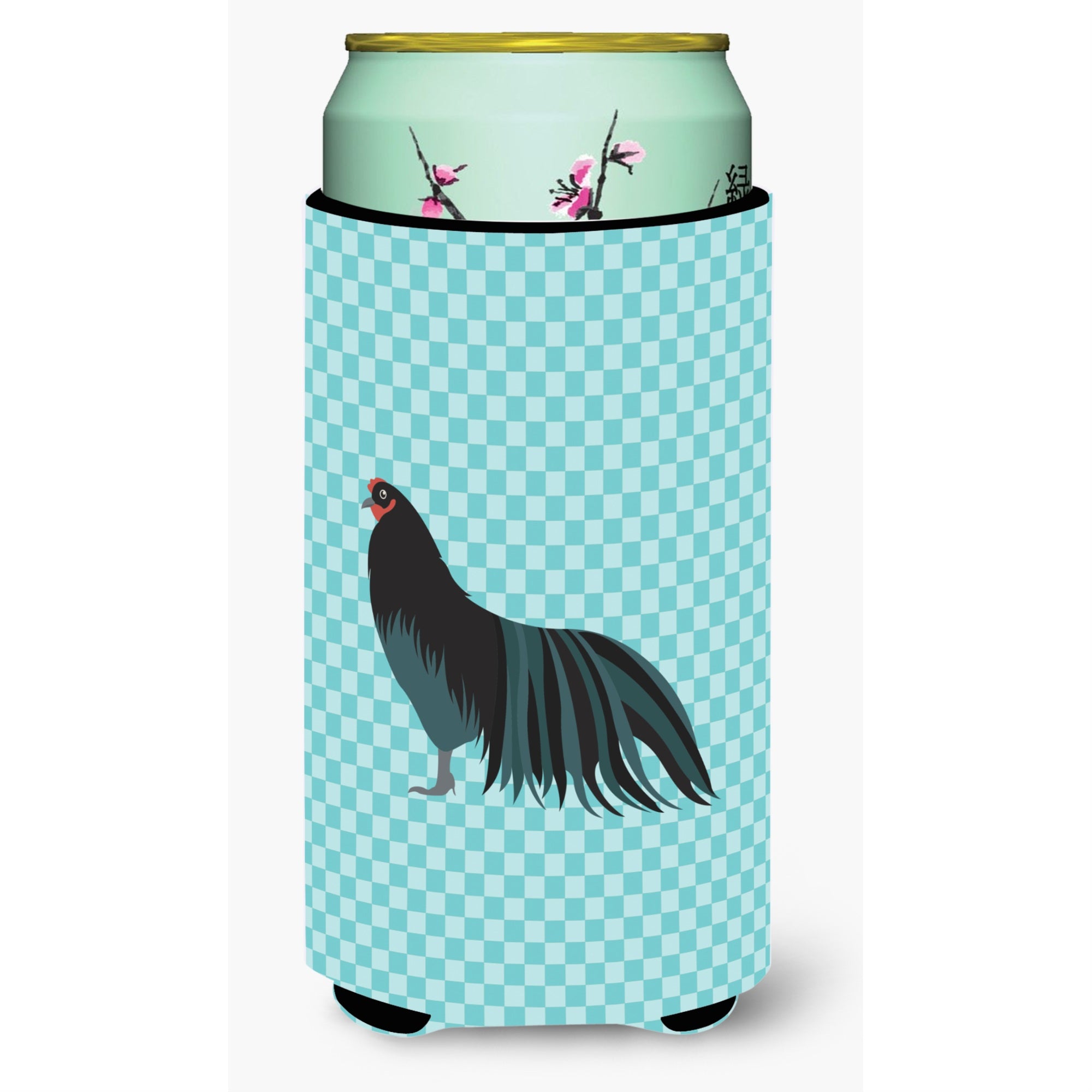 Caroline'S Treasures Sumatra Chicken Blue Check Decorative Can Hugger, Tall Boy, Multicolor