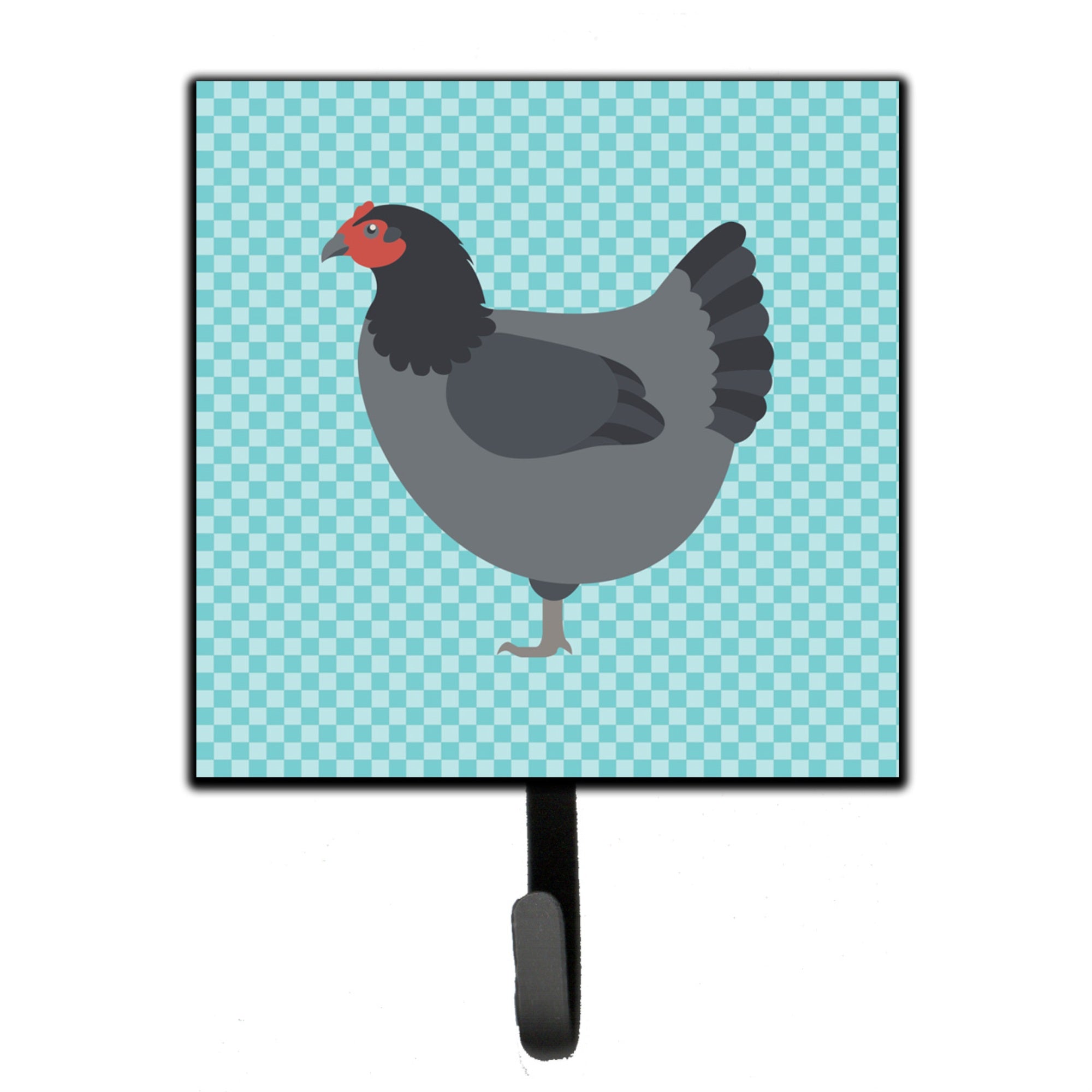 Caroline'S Treasures Jersey Giant Chicken Blue Check Wall Hook, Small, Multicolor