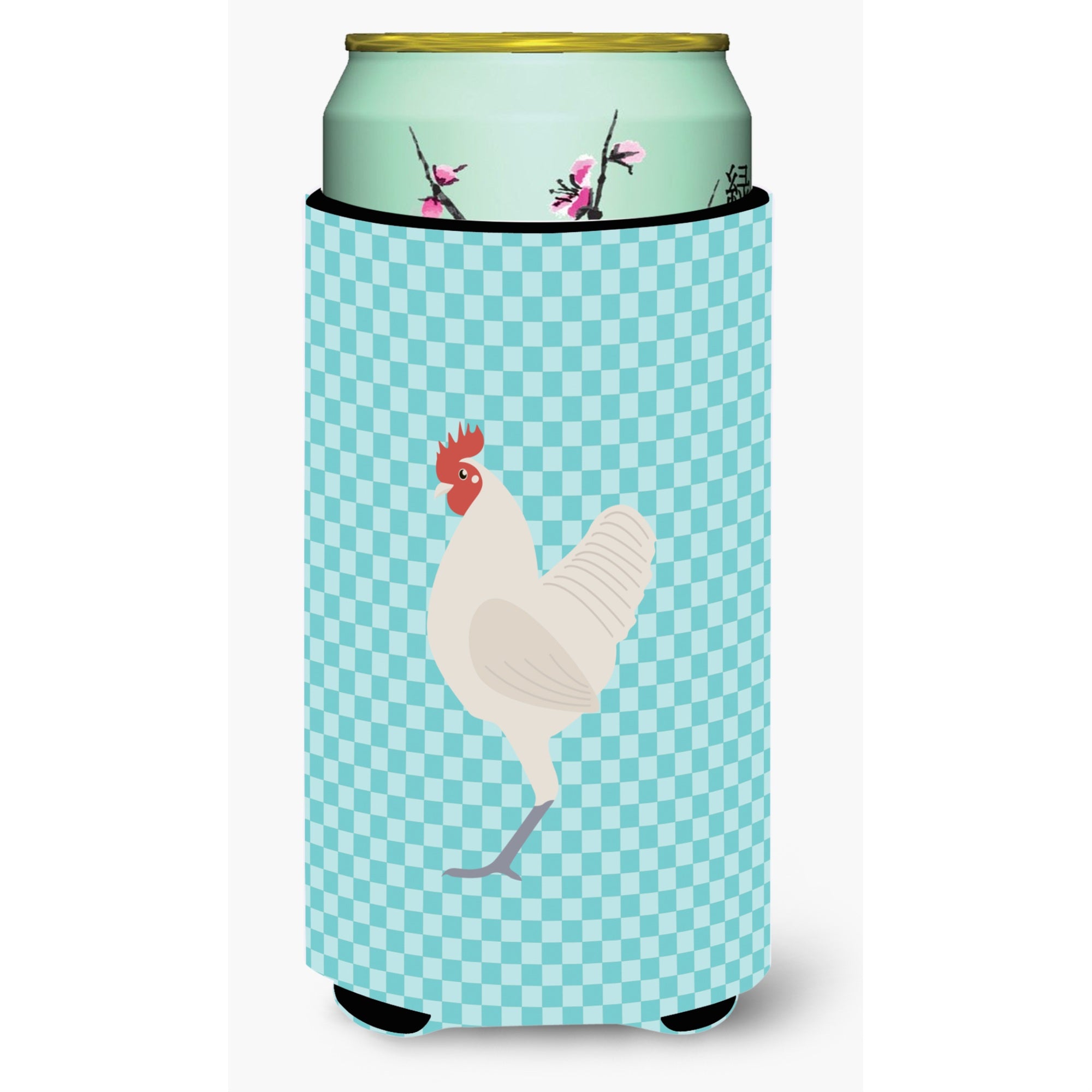 Caroline'S Treasures German Langshan Chicken Blue Check Decorative Can Hugger, Tall Boy, Multicolor