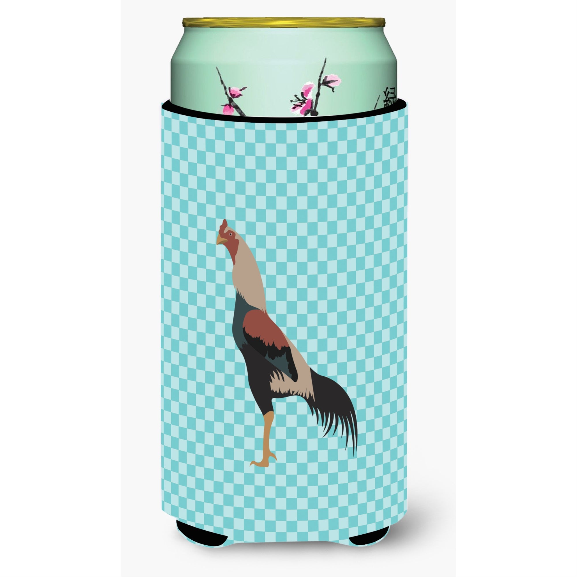 Caroline'S Treasures Kulang Chicken Blue Check Decorative Can Hugger, Tall Boy, Multicolor