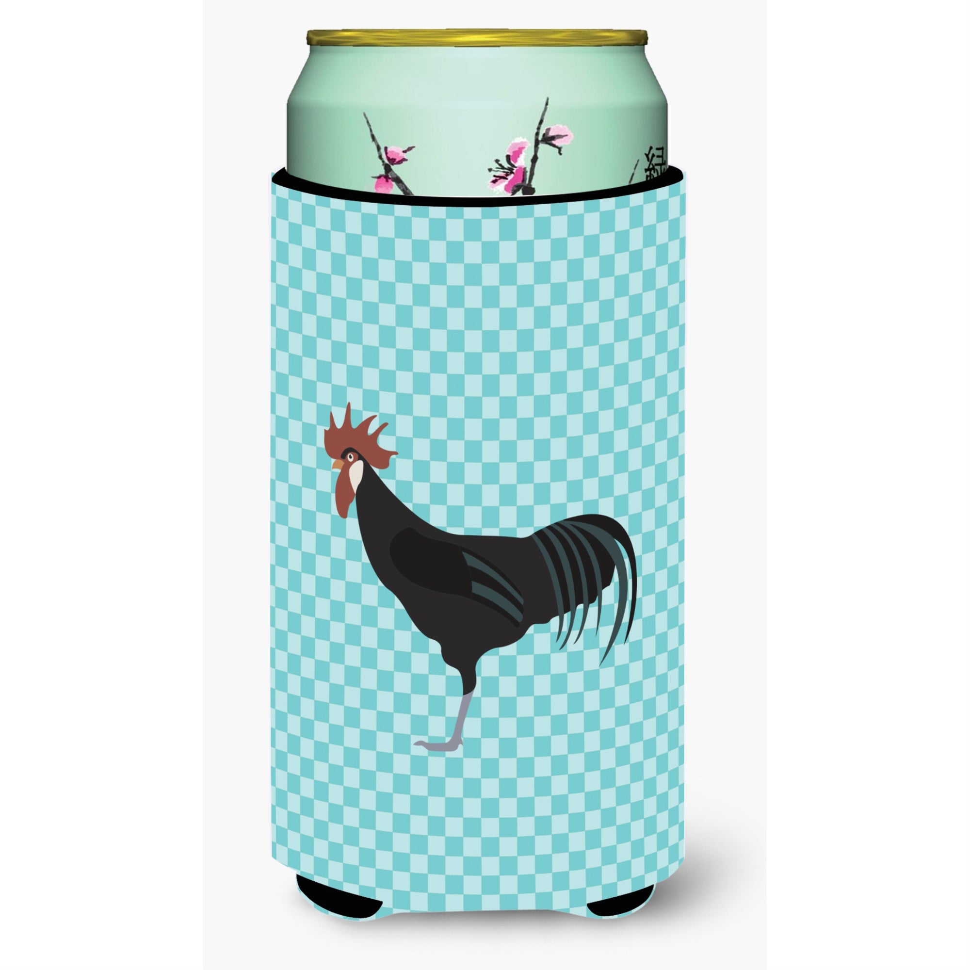 Caroline'S Treasures Minorca Ctalalan Chicken Blue Check Decorative Can Hugger, Tall Boy, Multicolor