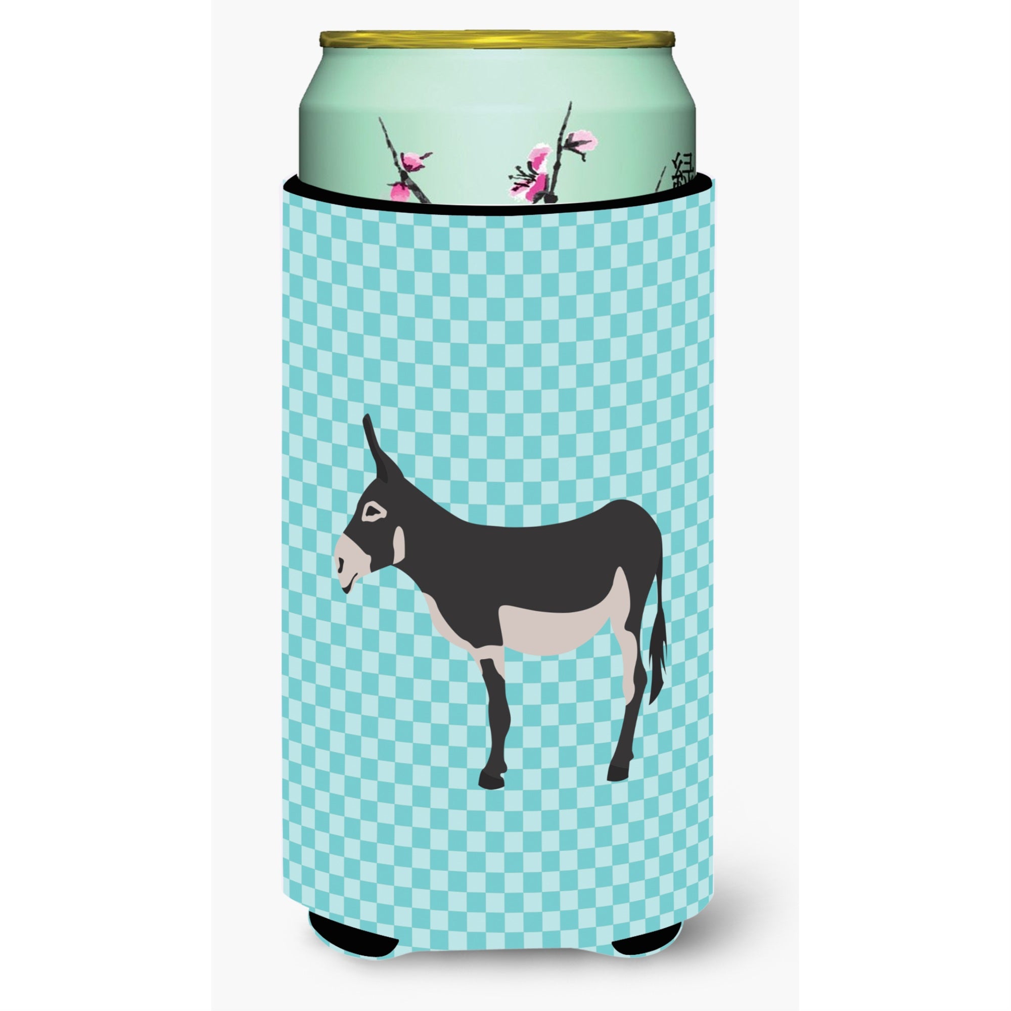 Caroline'S Treasures American Mammoth Jack Donkey Blue Check Decorative Can Hugger, Tall Boy, Multicolor