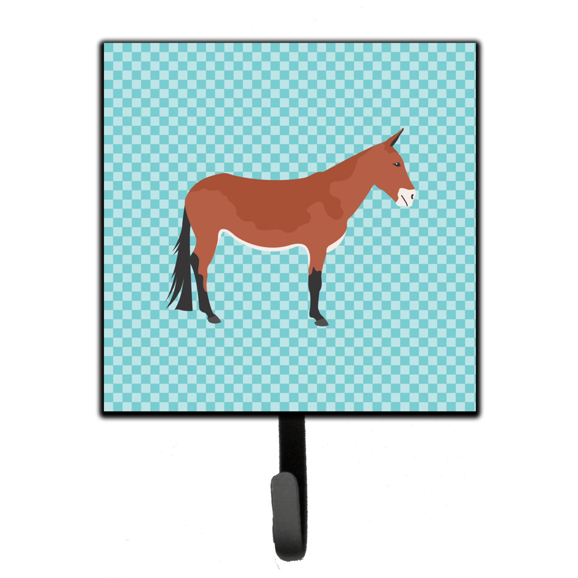 Caroline'S Treasures Mule Blue Check Wall Hook, Small, Multicolor
