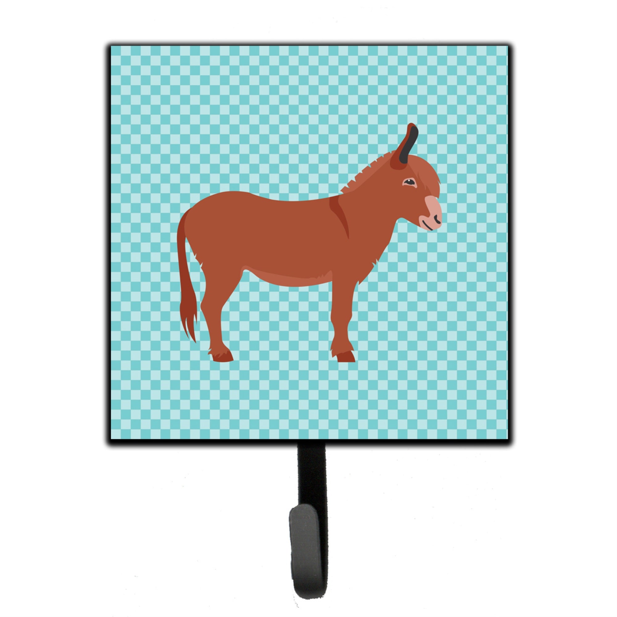 Caroline'S Treasures Irish Donkey Blue Check Wall Hook, Small, Multicolor