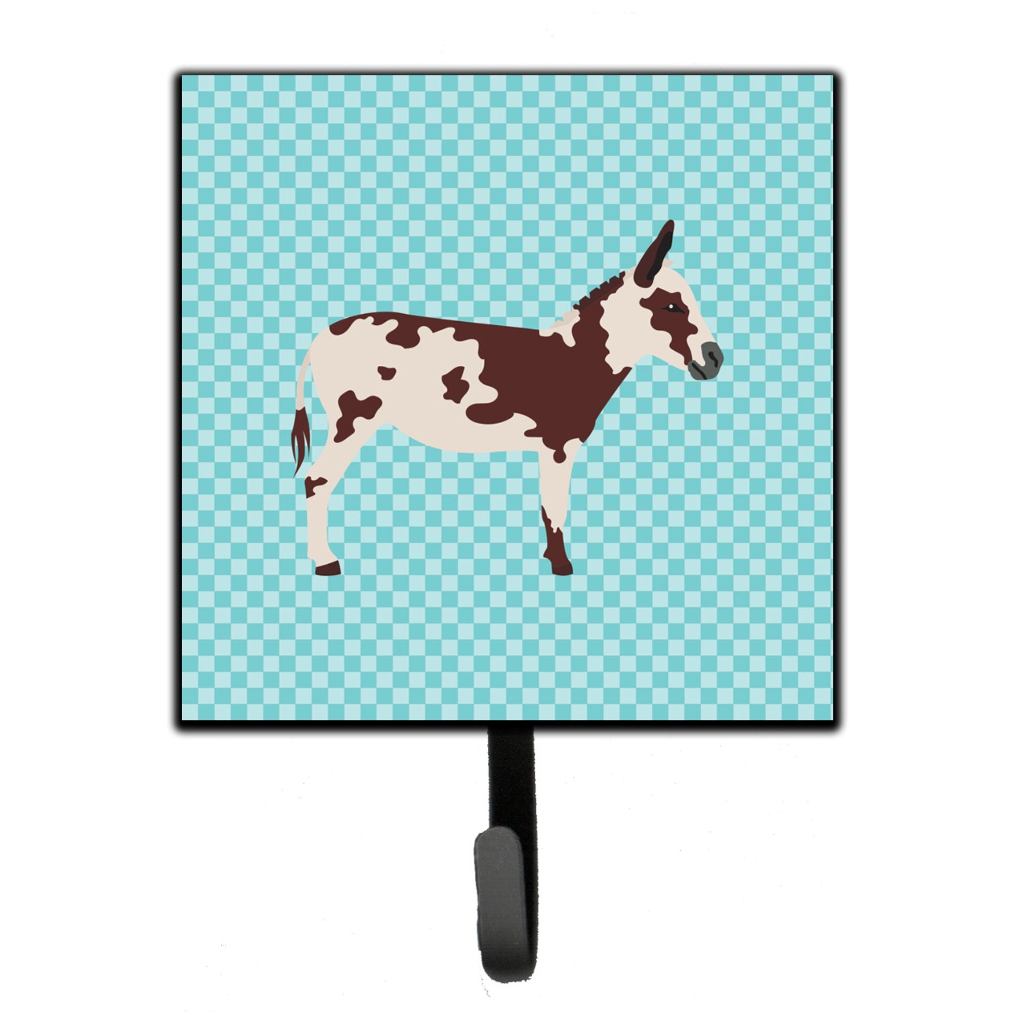 Caroline'S Treasures American Spotted Donkey Blue Check Wall Hook, Small, Multicolor