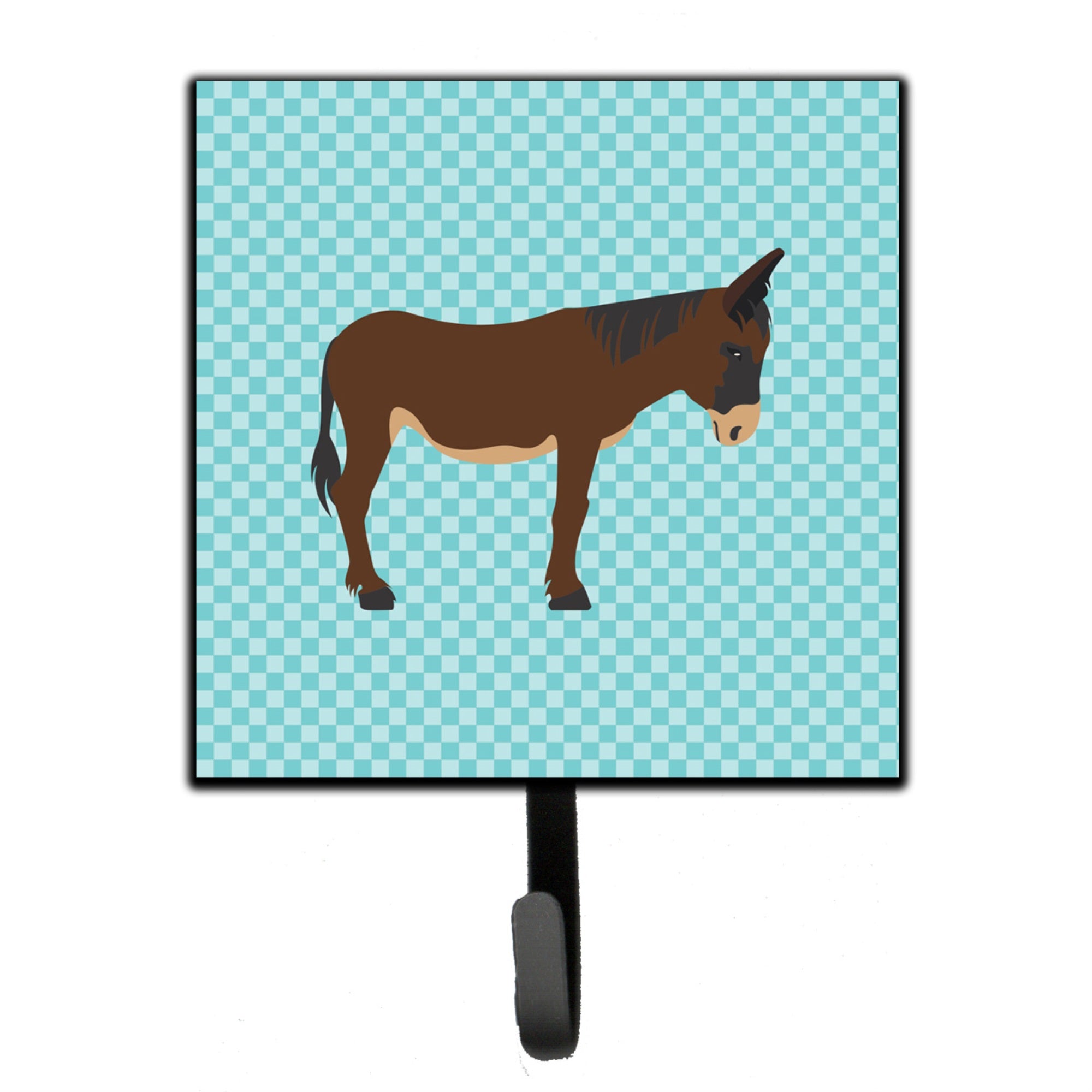 Caroline'S Treasures Zamorano-Leones Donkey Blue Check Wall Hook, Small, Multicolor