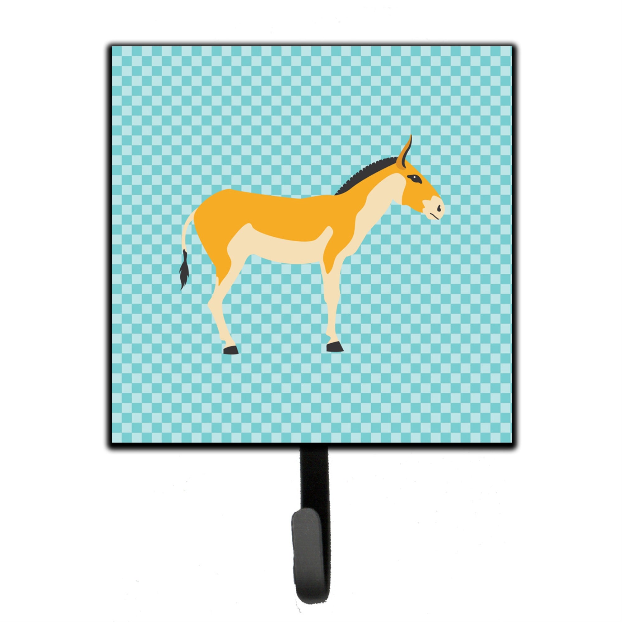 Caroline'S Treasures Turkmenian Kulan Donkey Blue Check Wall Hook, Small, Multicolor