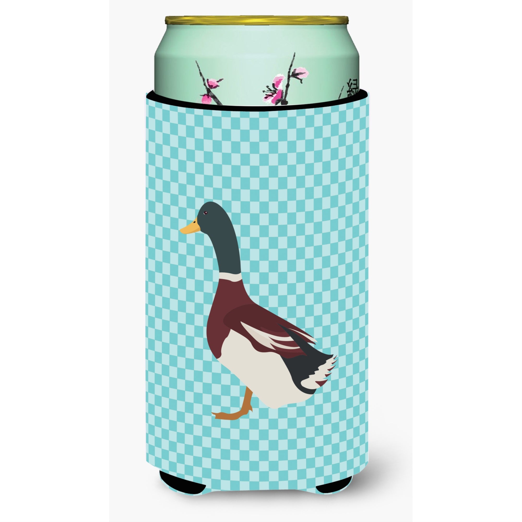 Caroline'S Treasures Rouen Duck Blue Check Decorative Can Hugger, Tall Boy, Multicolor