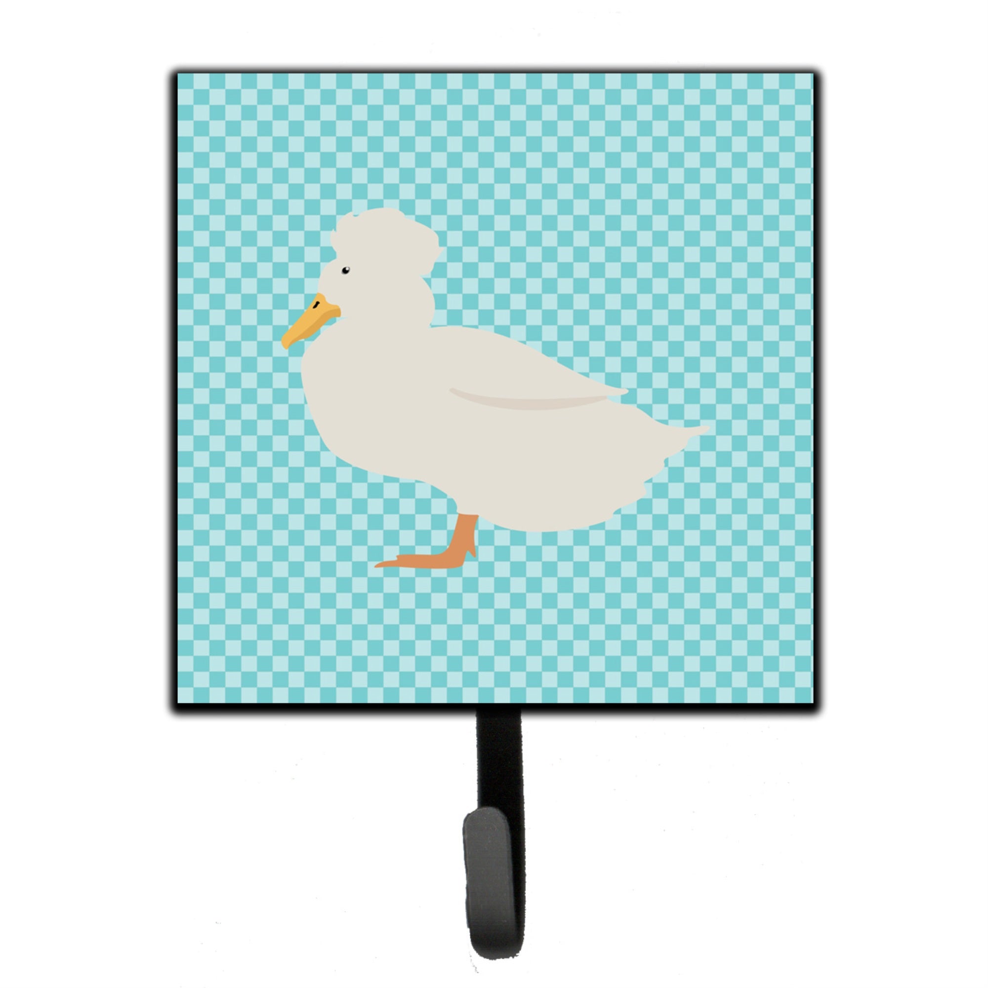 Caroline'S Treasures Crested Duck Blue Check Wall Hook, Small, Multicolor