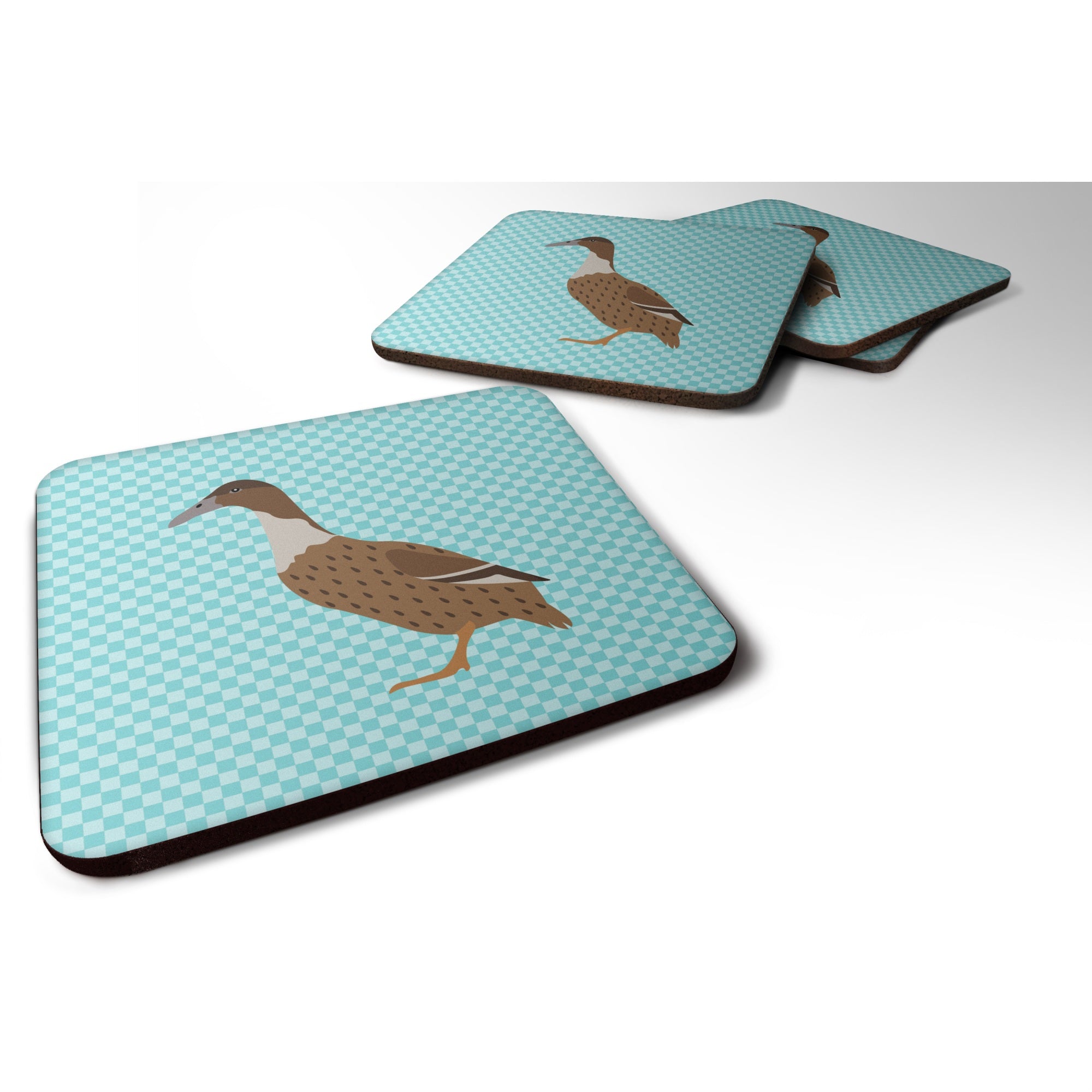Caroline'S Treasures Dutch Hook Bill Duck Blue Check Decorative Coasters, 3.5, Multicolor