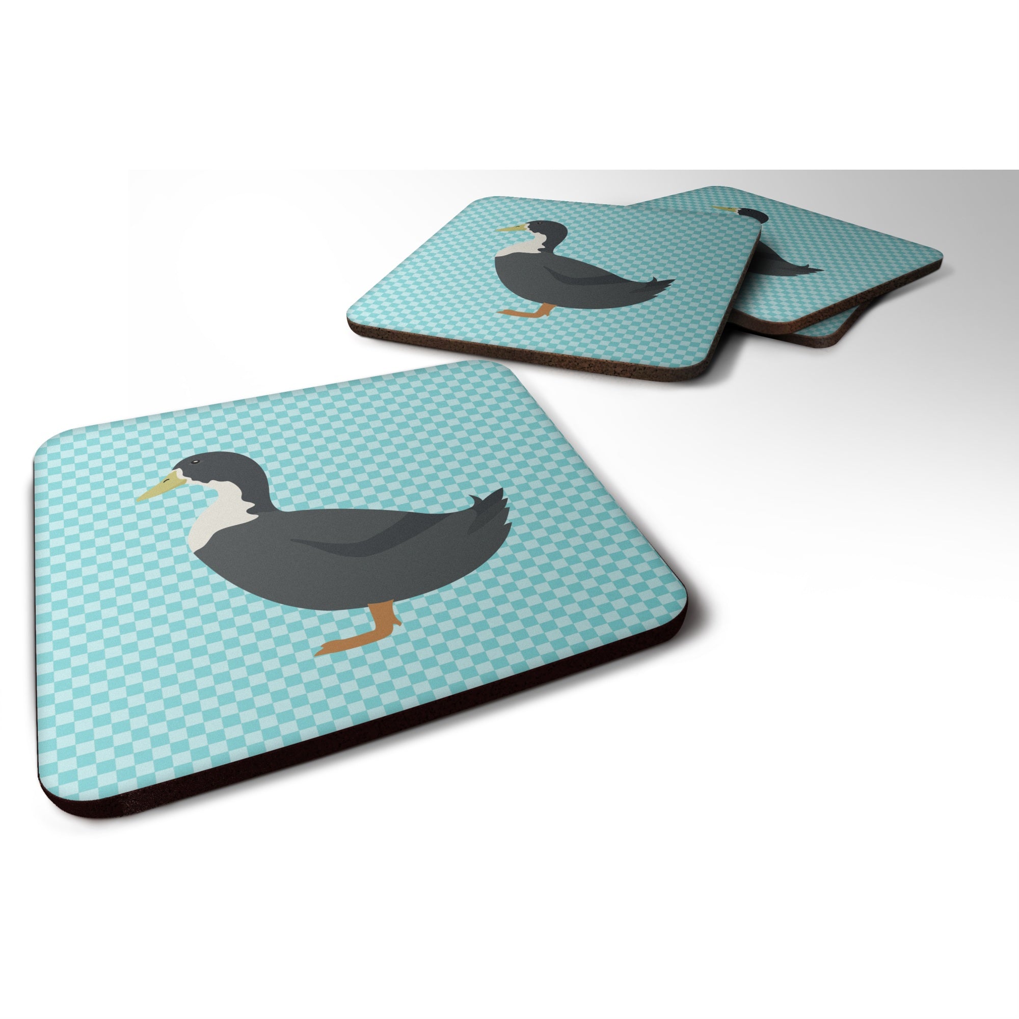 Caroline'S Treasures Swedish Duck Blue Check Decorative Coasters, 3.5, Multicolor