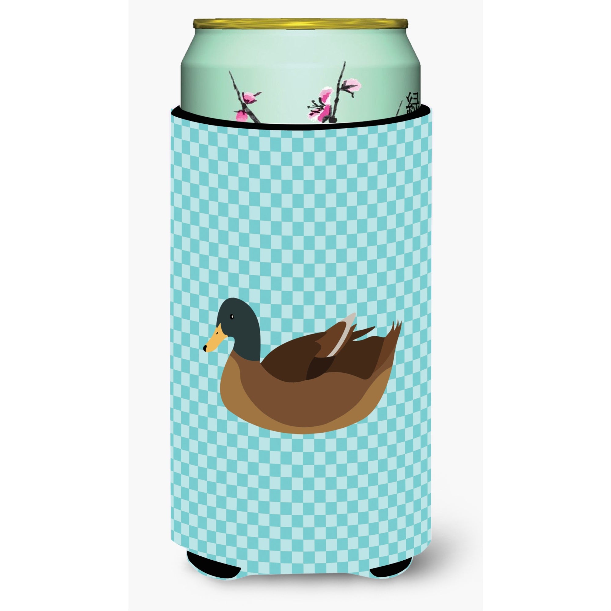 Caroline'S Treasures Khaki Campbell Duck Blue Check Decorative Can Hugger, Tall Boy, Multicolor