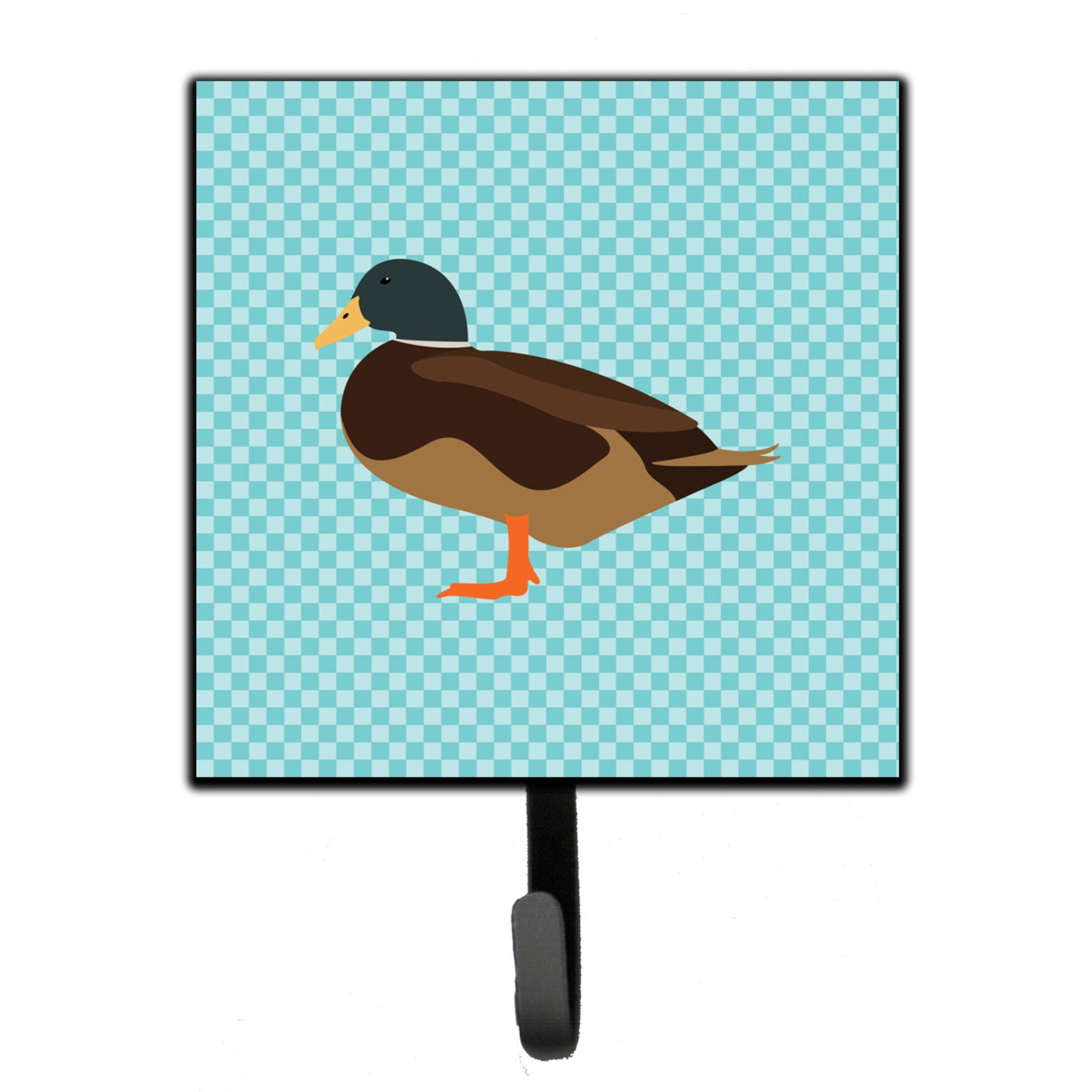 Caroline'S Treasures Silver Bantam Duck Blue Check Wall Hook, Small, Multicolor